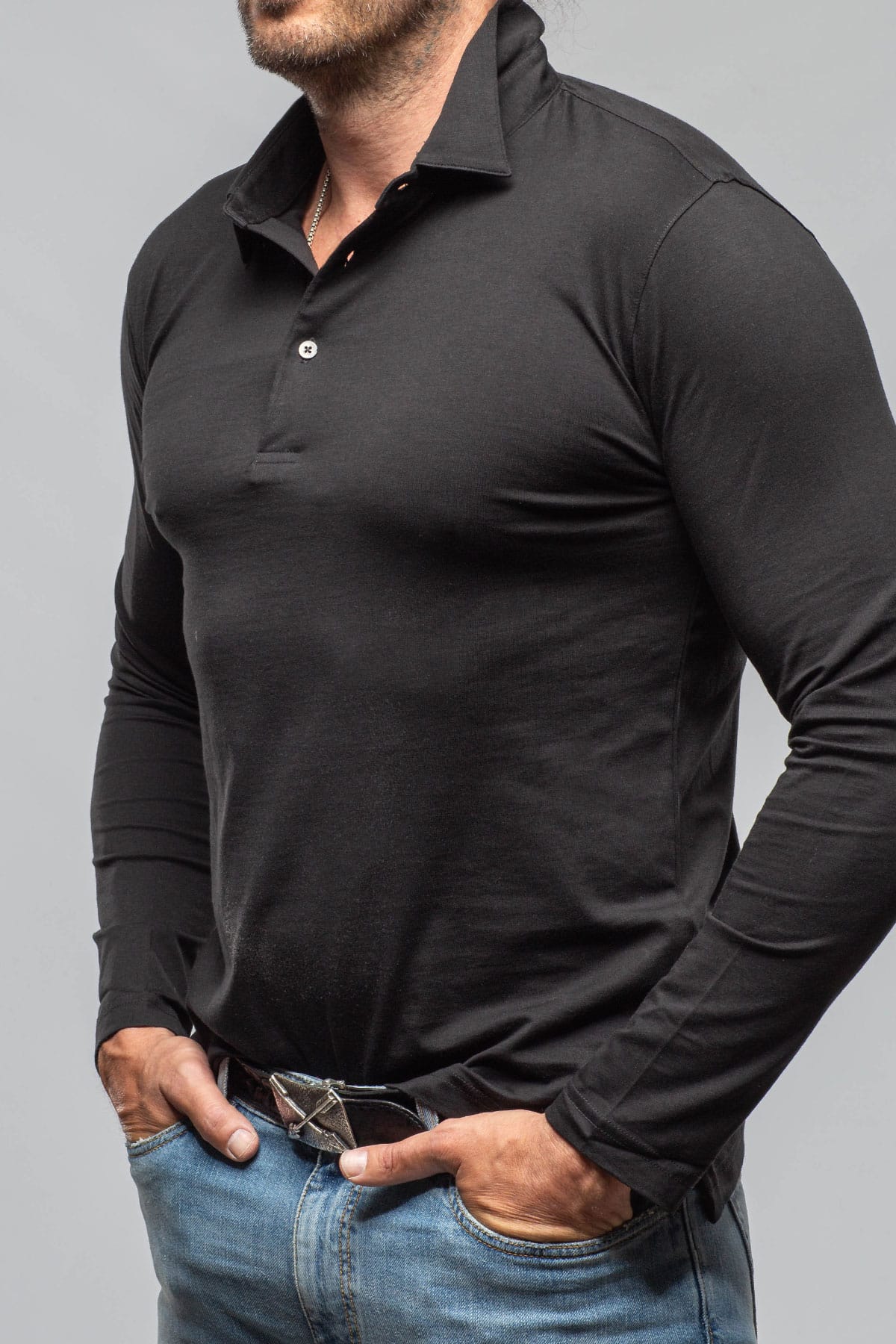 Newport Cotton Polo In Black - Image 6