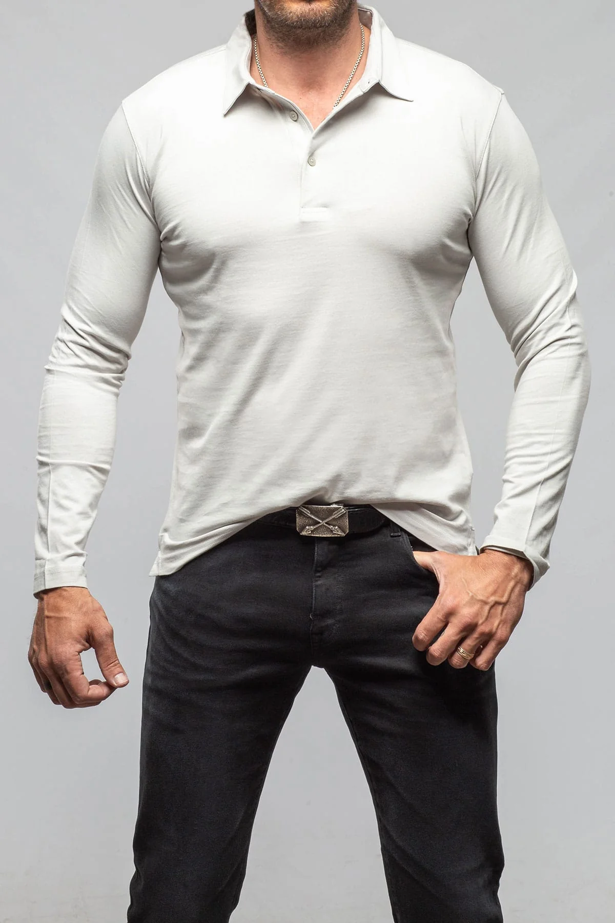 Newport Cotton Polo In Cement - Image 2