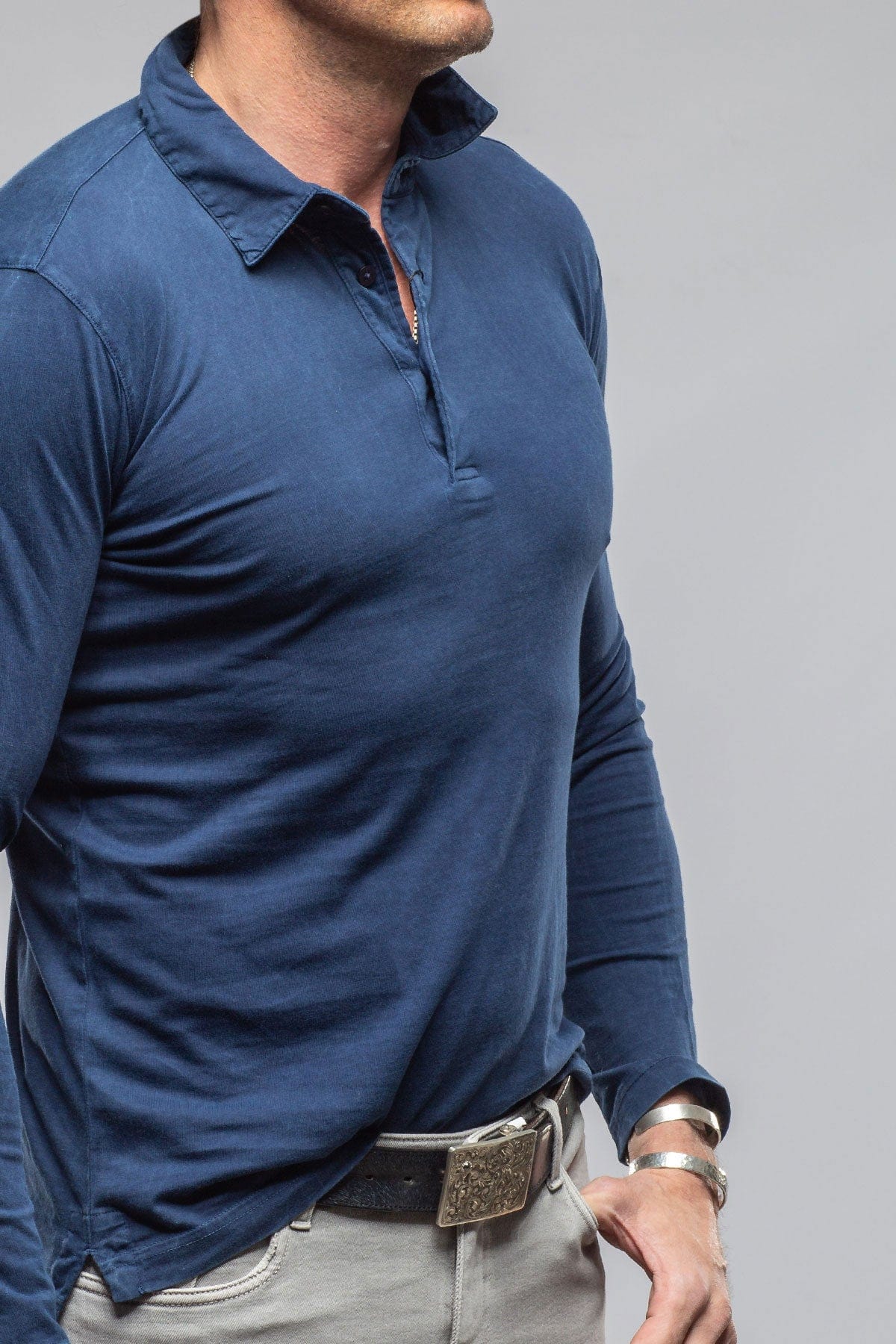 Newport Cotton Polo In Indigo - Image 4