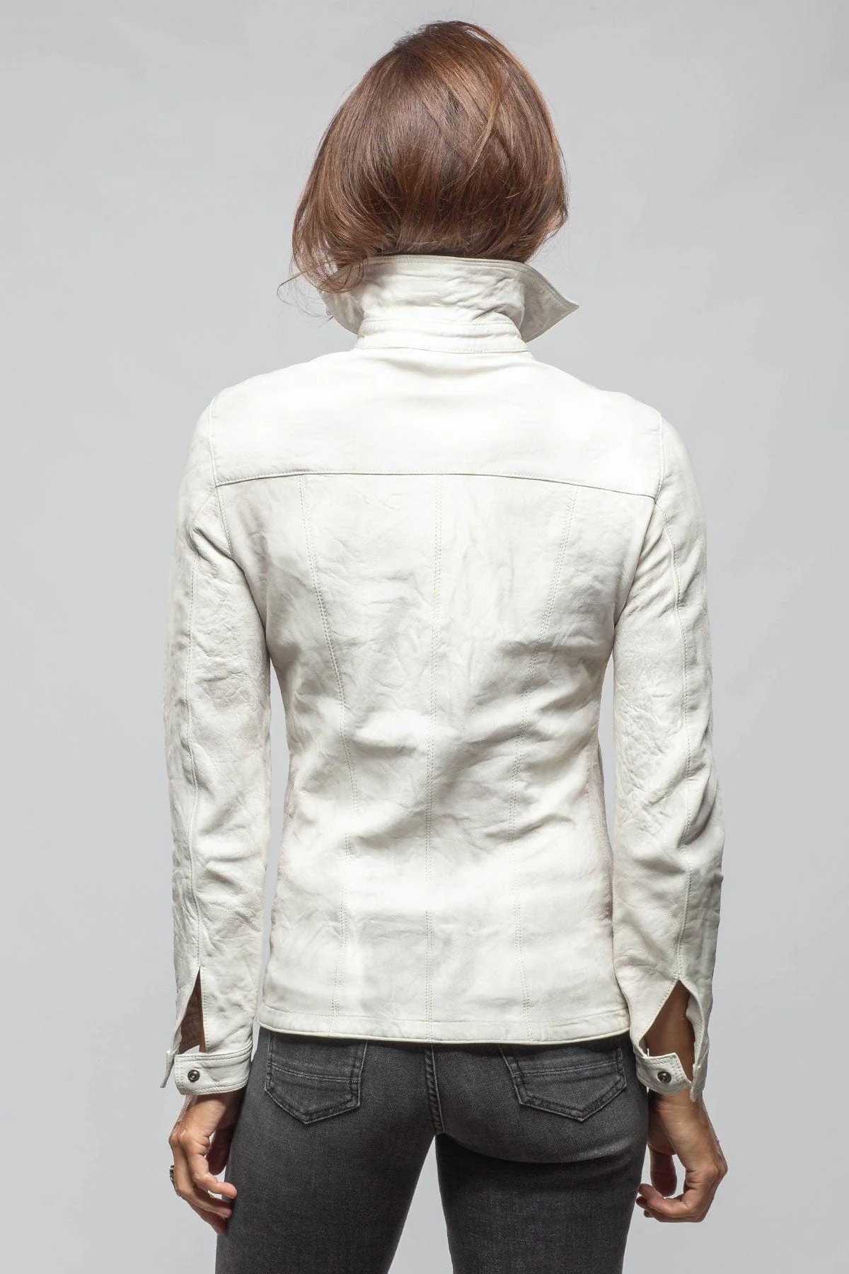 Niki Lambskin Leather Shirt In Plaster White - Image 2