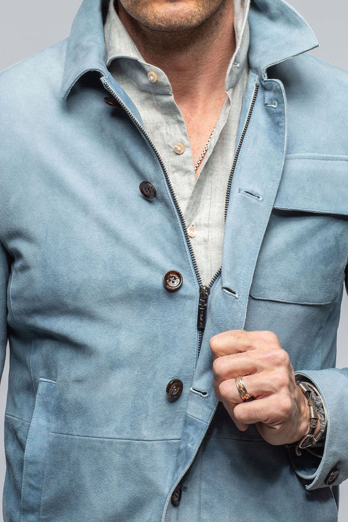 Oakley Suede Shirt Jacket In Blue Ice - Image 4