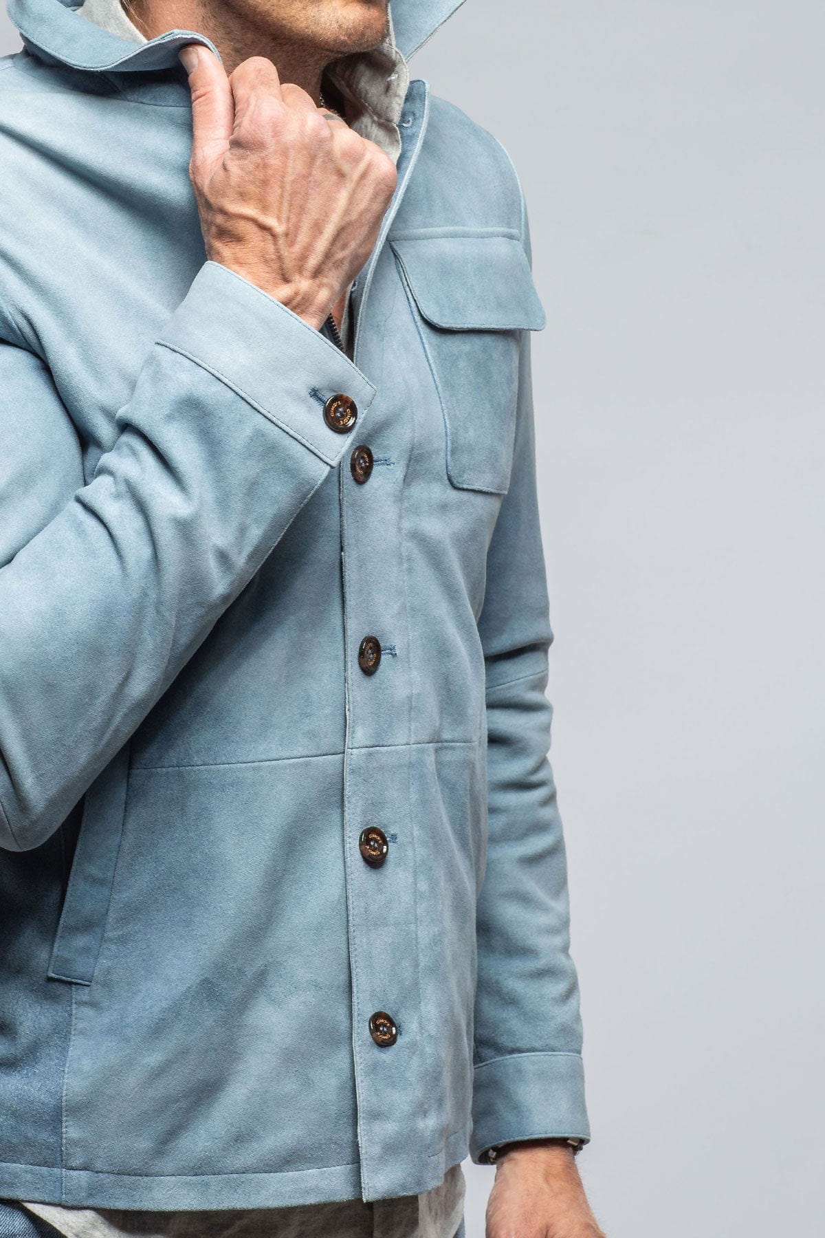 Oakley Suede Shirt Jacket In Blue Ice - Image 6