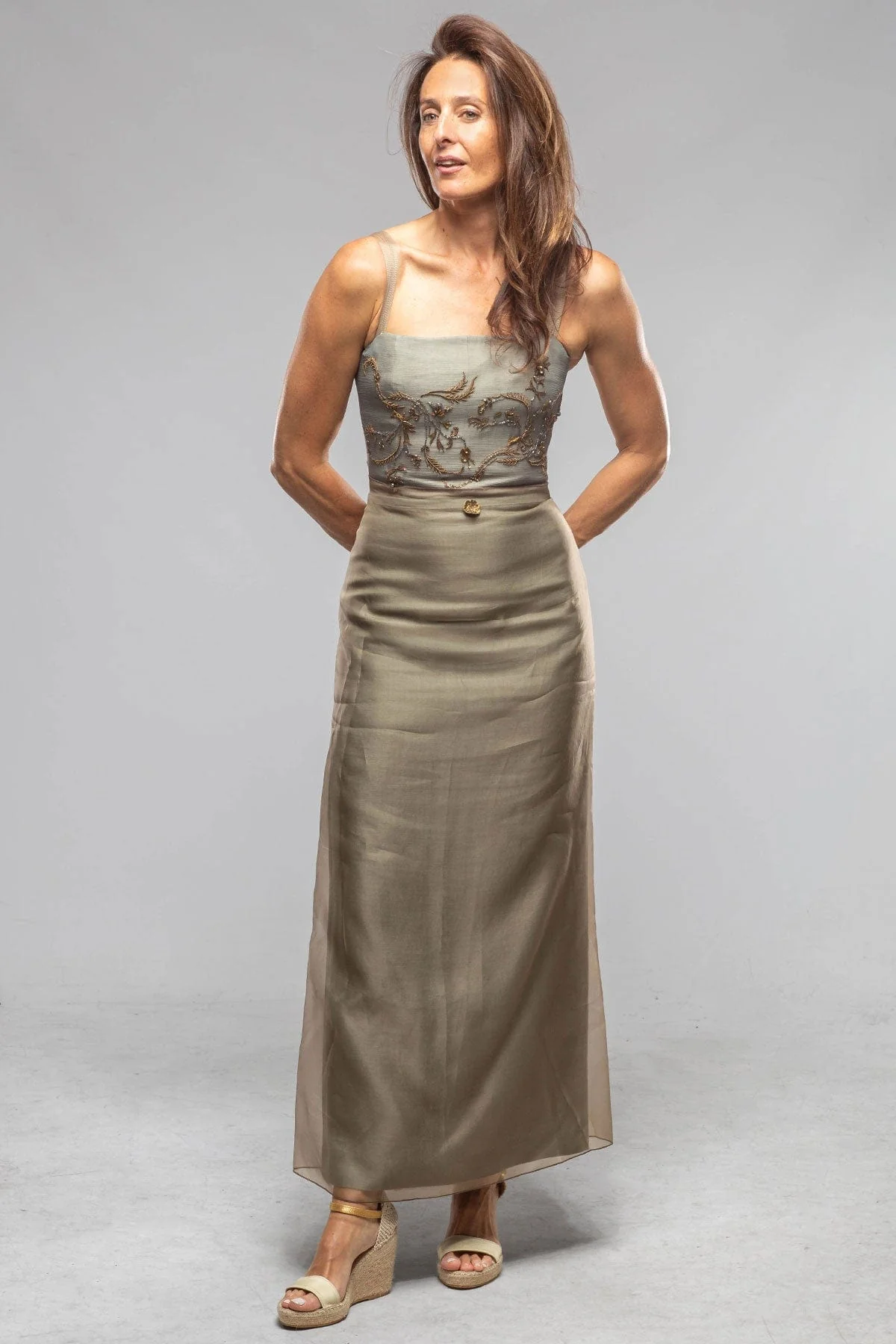 Olite Chiffon Embroidered Bustier In Teal - Image 5