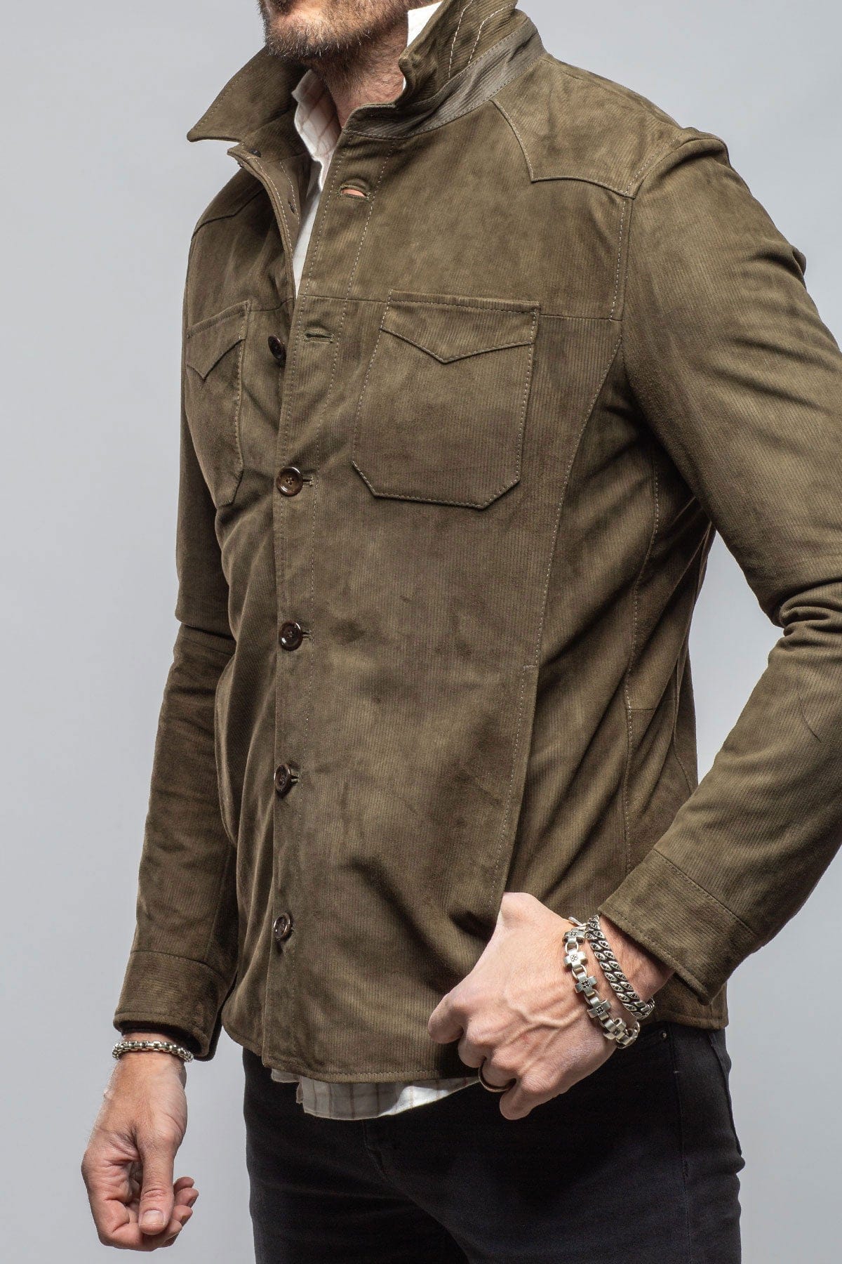 Outrider Suede Corduroy Jacket In Green - Image 3