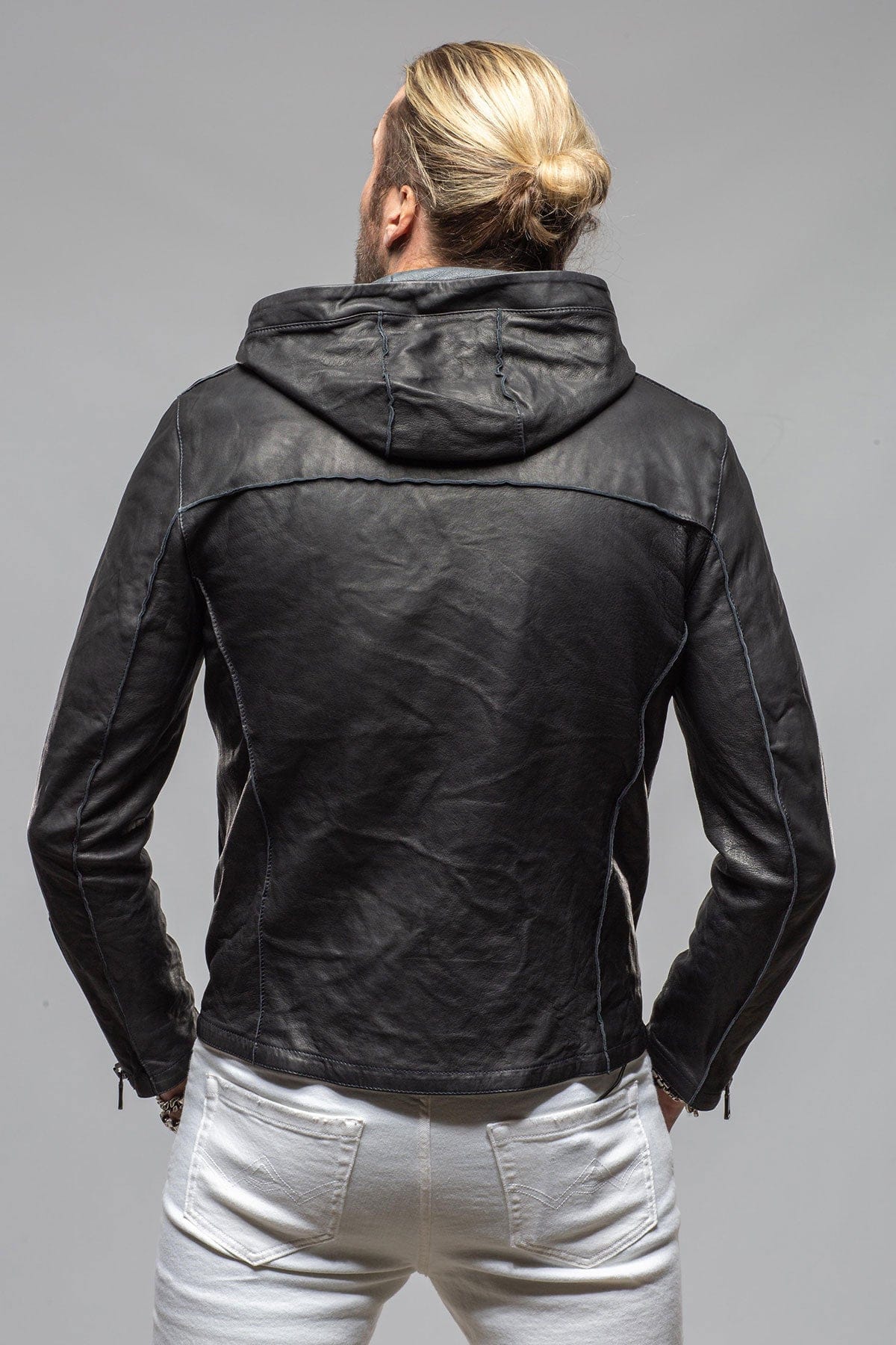 Ozzy Hooded Moto In Navy - Image 4