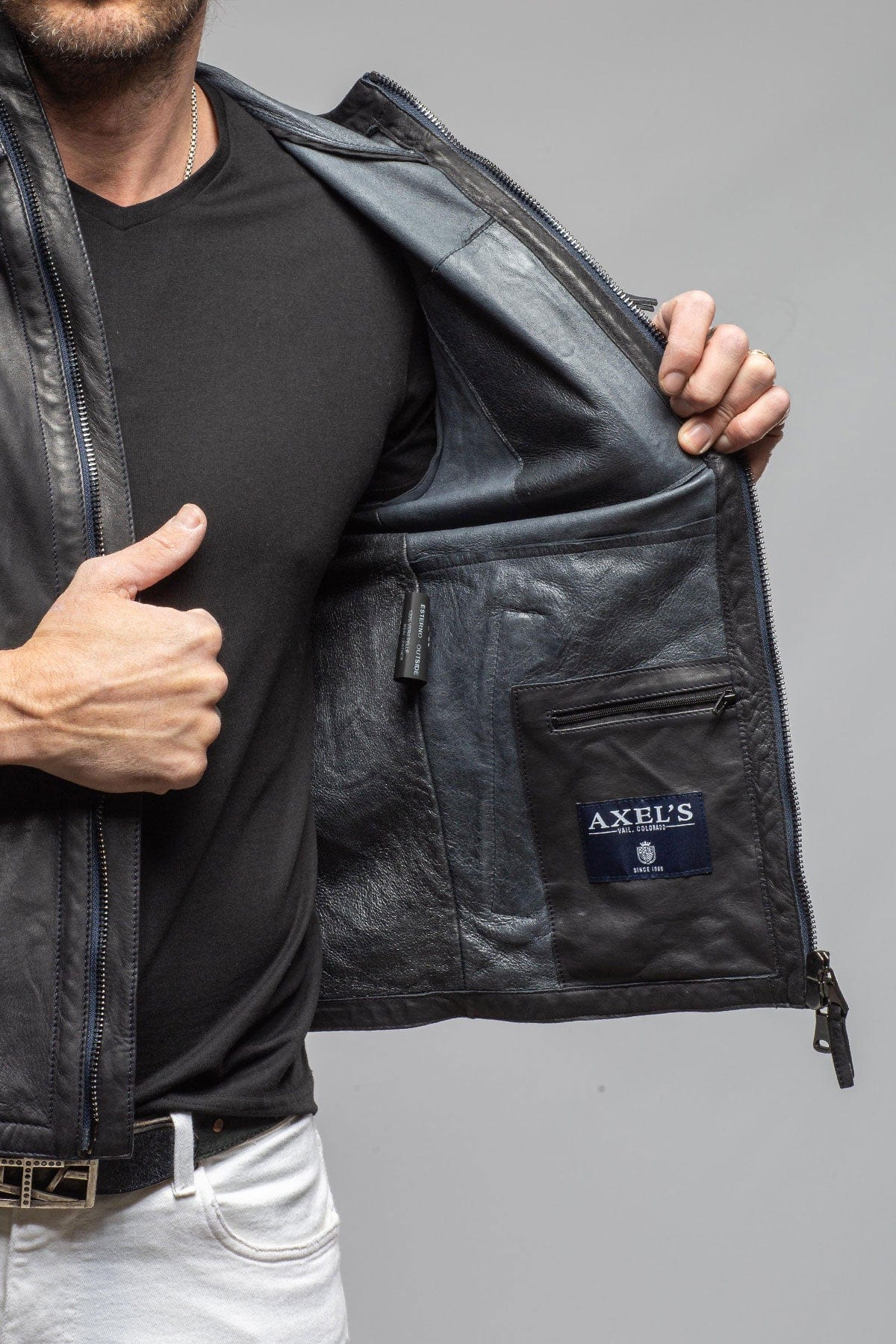 Ozzy Hooded Moto In Navy - Image 7