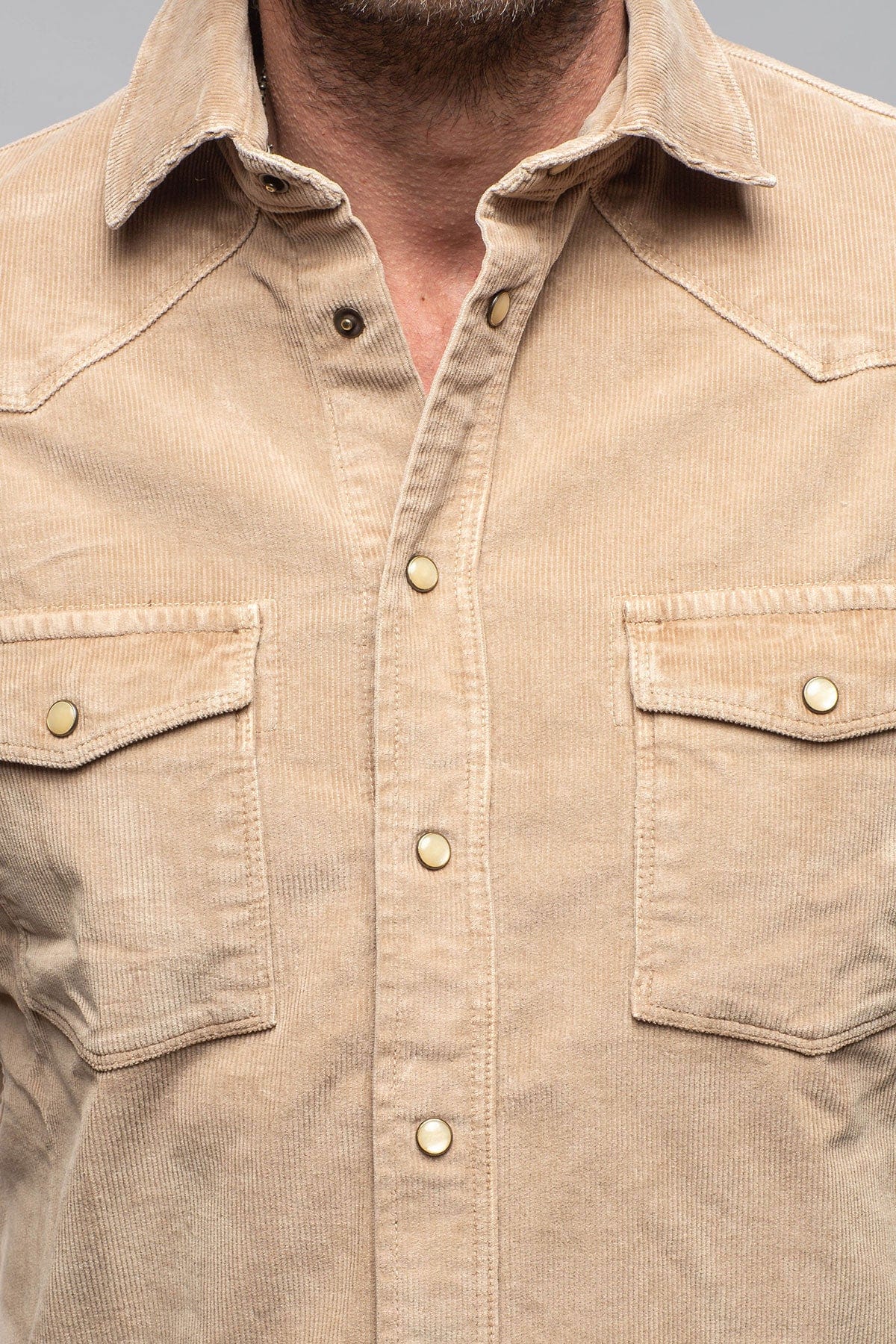 Prime Western Corduroy Snap Shirt In Beige - Image 6