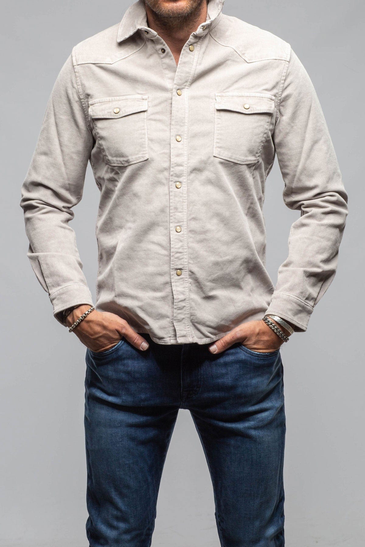 Prime Western Corduroy Snap Shirt In Sasso