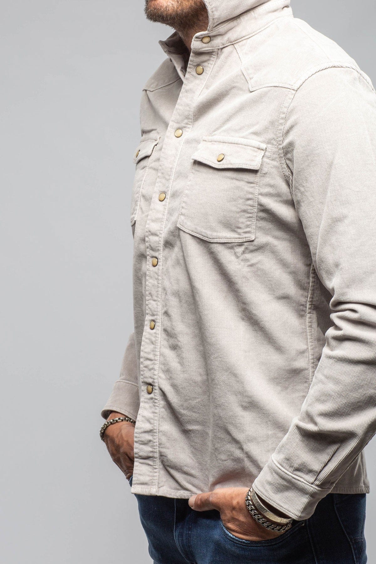 Prime Western Corduroy Snap Shirt In Sasso - Image 2