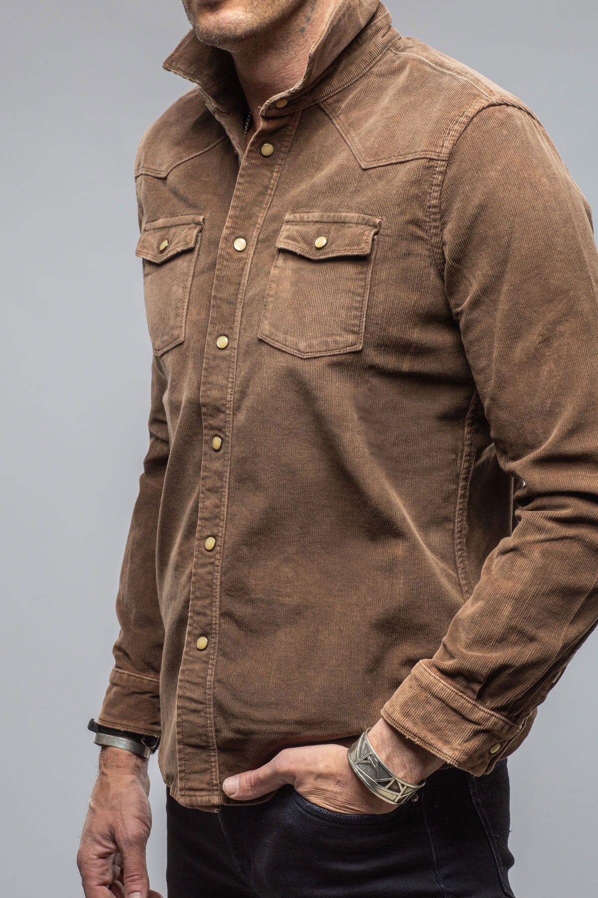 Prime Western Corduroy Snap Shirt In Liquirizia - Image 2