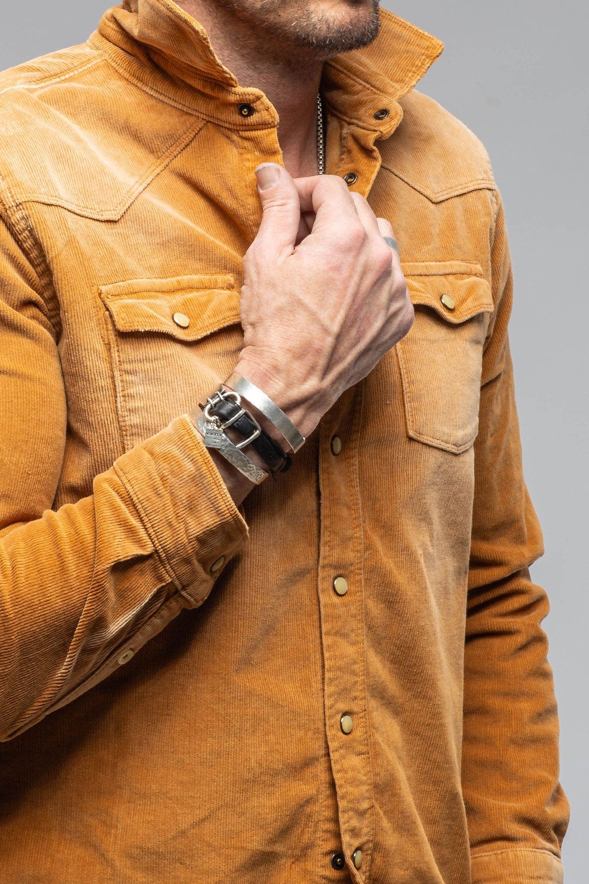 Prime Western Corduroy Snap Shirt In Papaya - Image 4