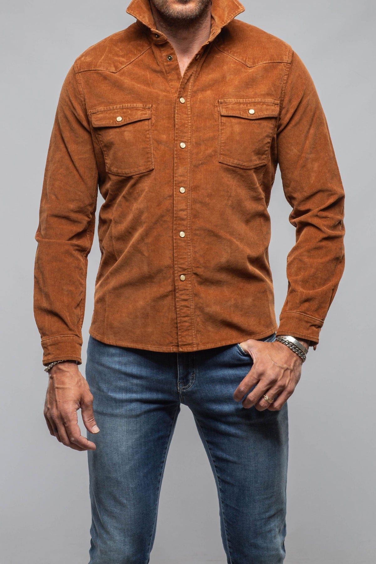 Prime Western Corduroy Snap Shirt In Ruggine