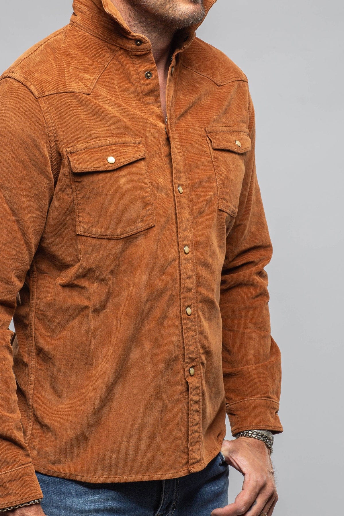 Prime Western Corduroy Snap Shirt In Ruggine - Image 3