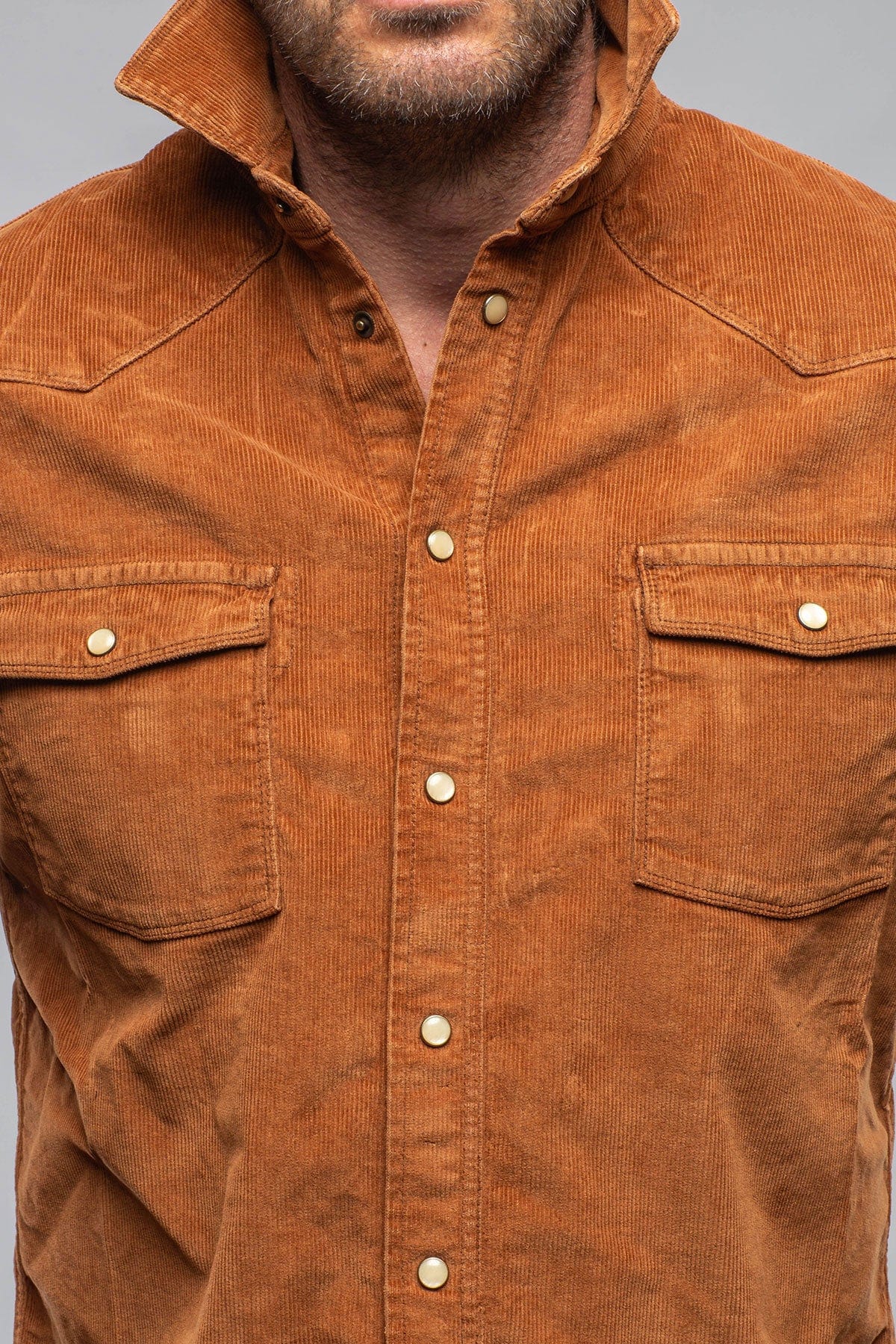 Prime Western Corduroy Snap Shirt In Ruggine - Image 5