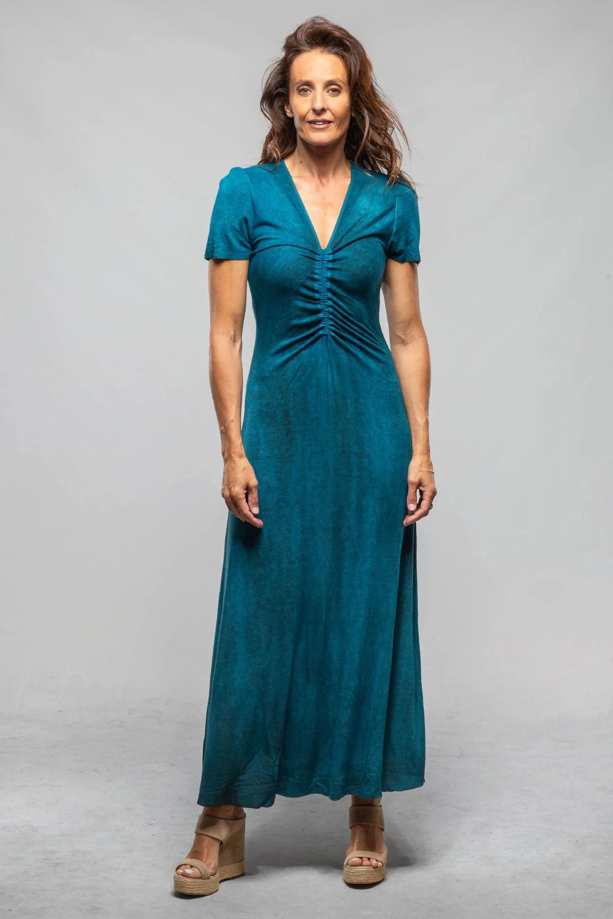 Quay Short Sleeve Ribbed Modal Dress In Dark Topaz - Image 2