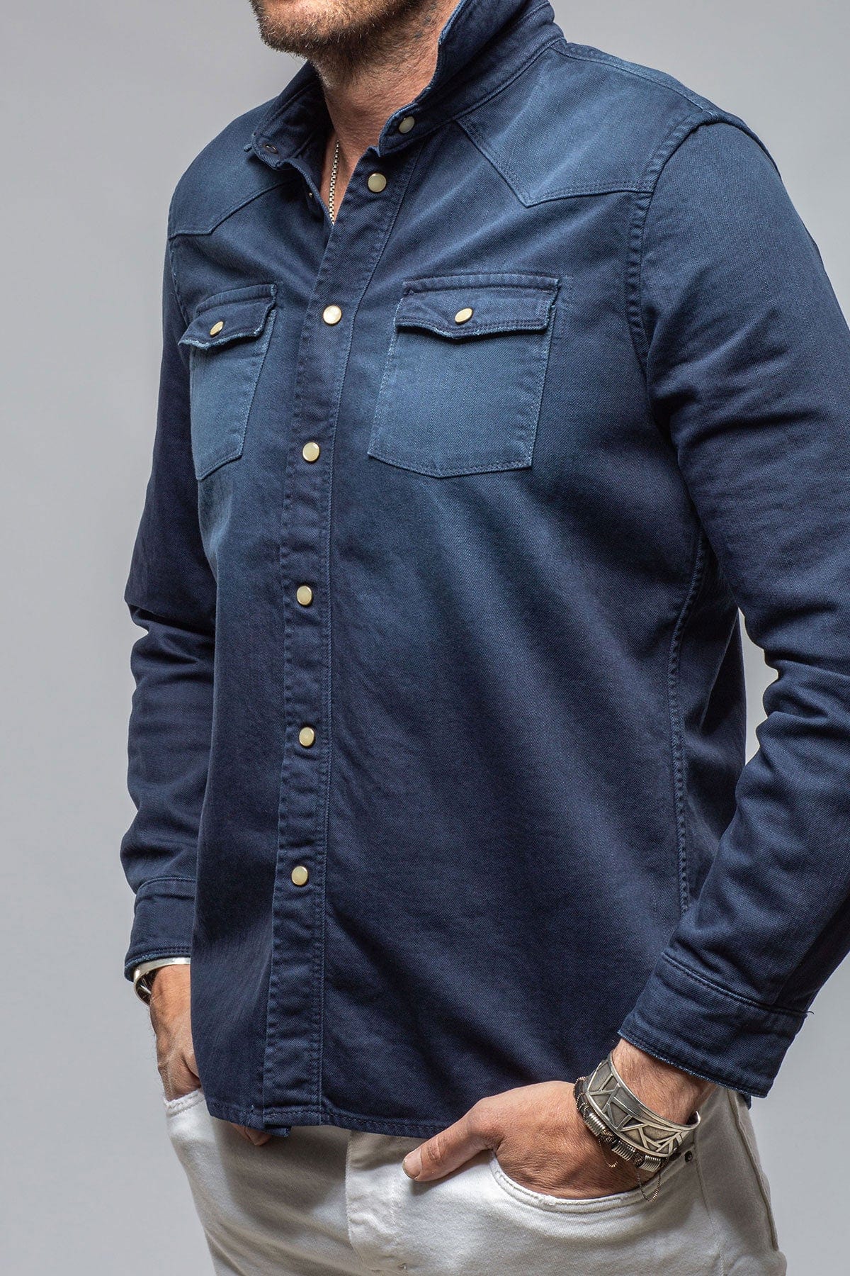 Ranger Colored Denim Snap Shirt In Blue Cina - Image 2