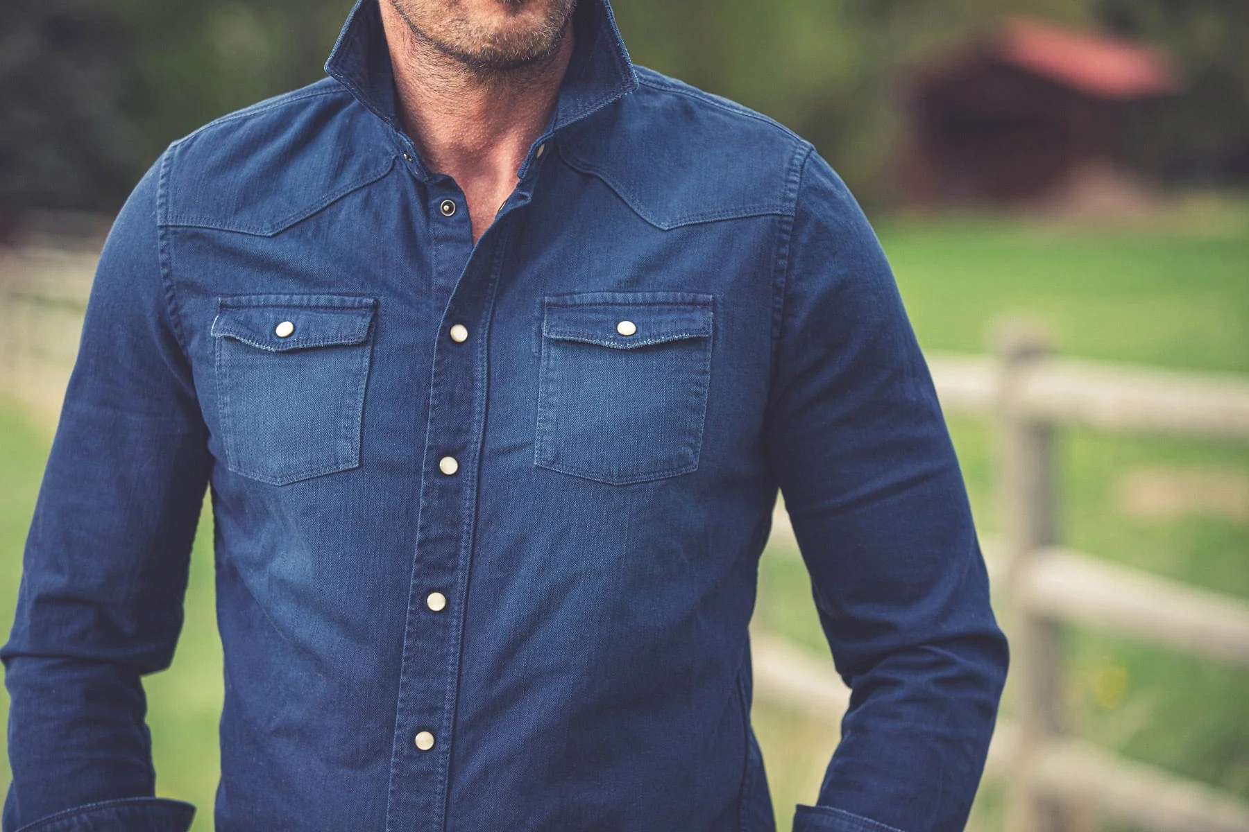 Ranger Colored Denim Snap Shirt In Blue Cina - Image 7
