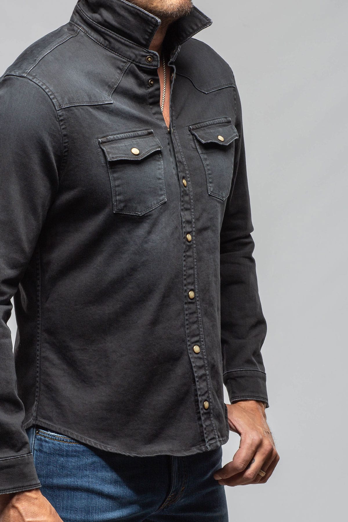 Ranger Colored Denim Snap Shirt In Nero - Image 5