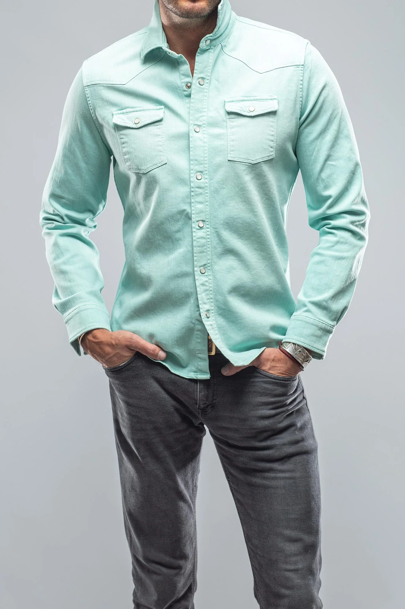 Ranger Colored Snap Shirt In Spearmint