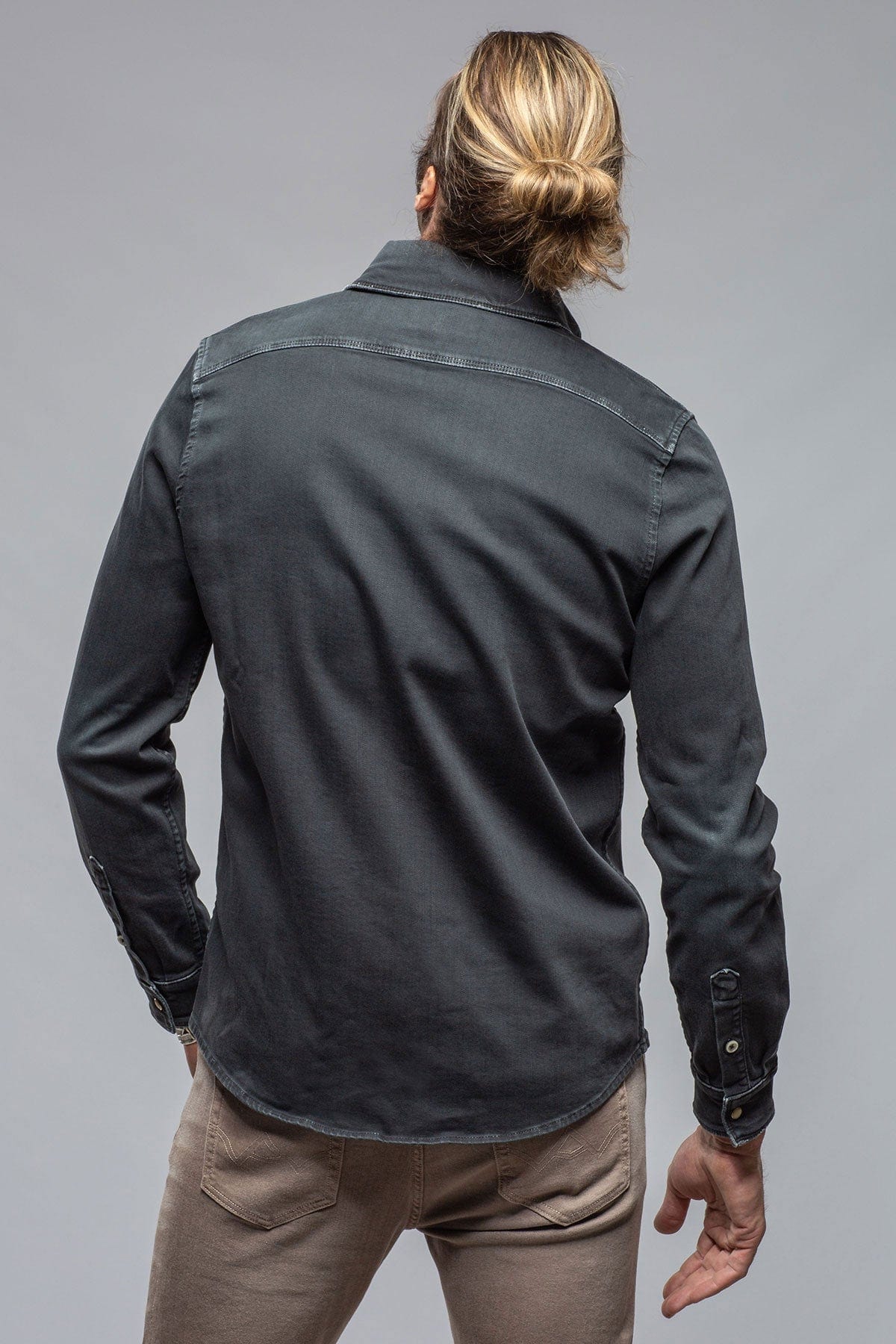 Ranger Colored Denim Snap Shirt In Anthracite - Image 4