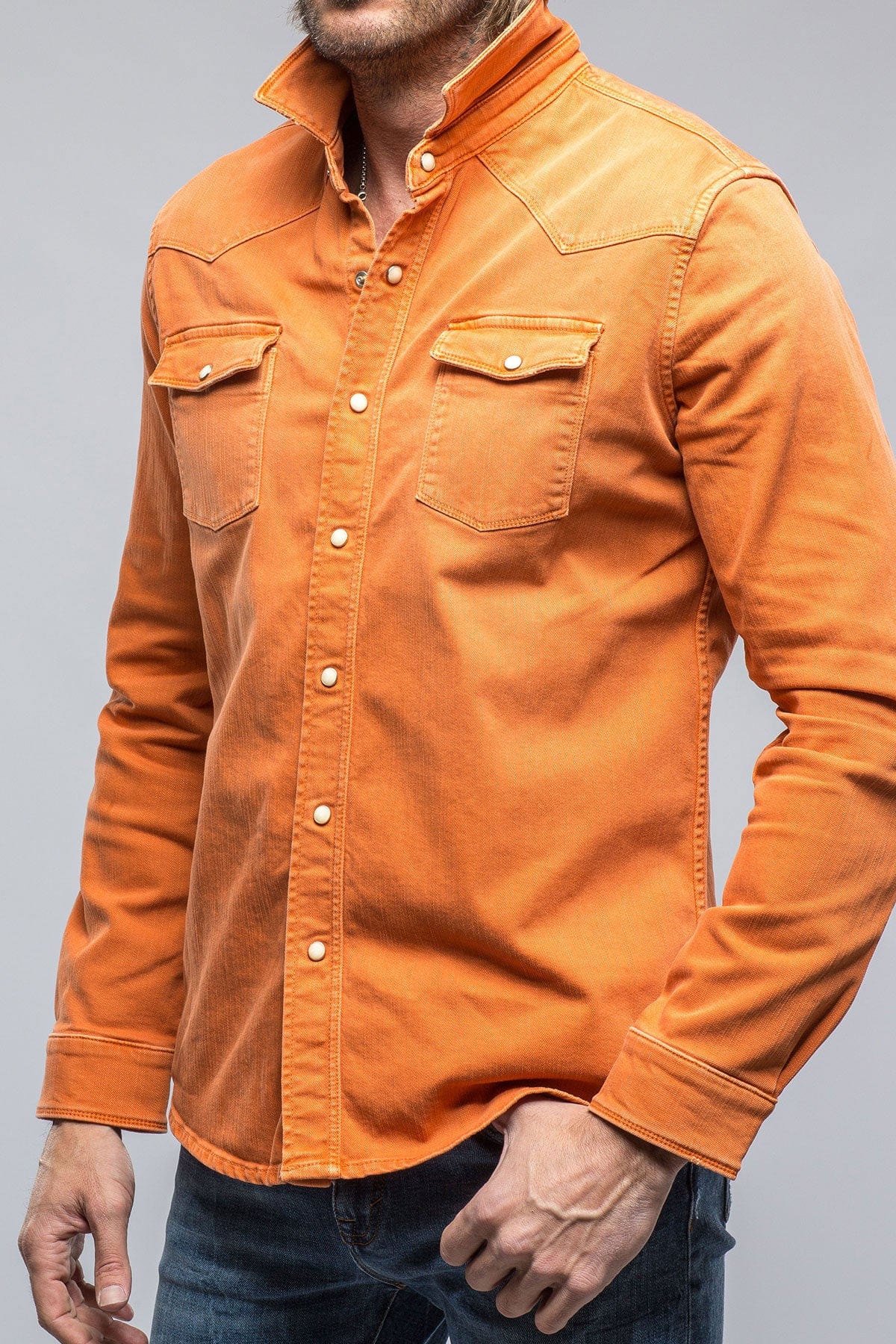 Ranger Colored Denim Snap Shirt In Arrancione - Image 2