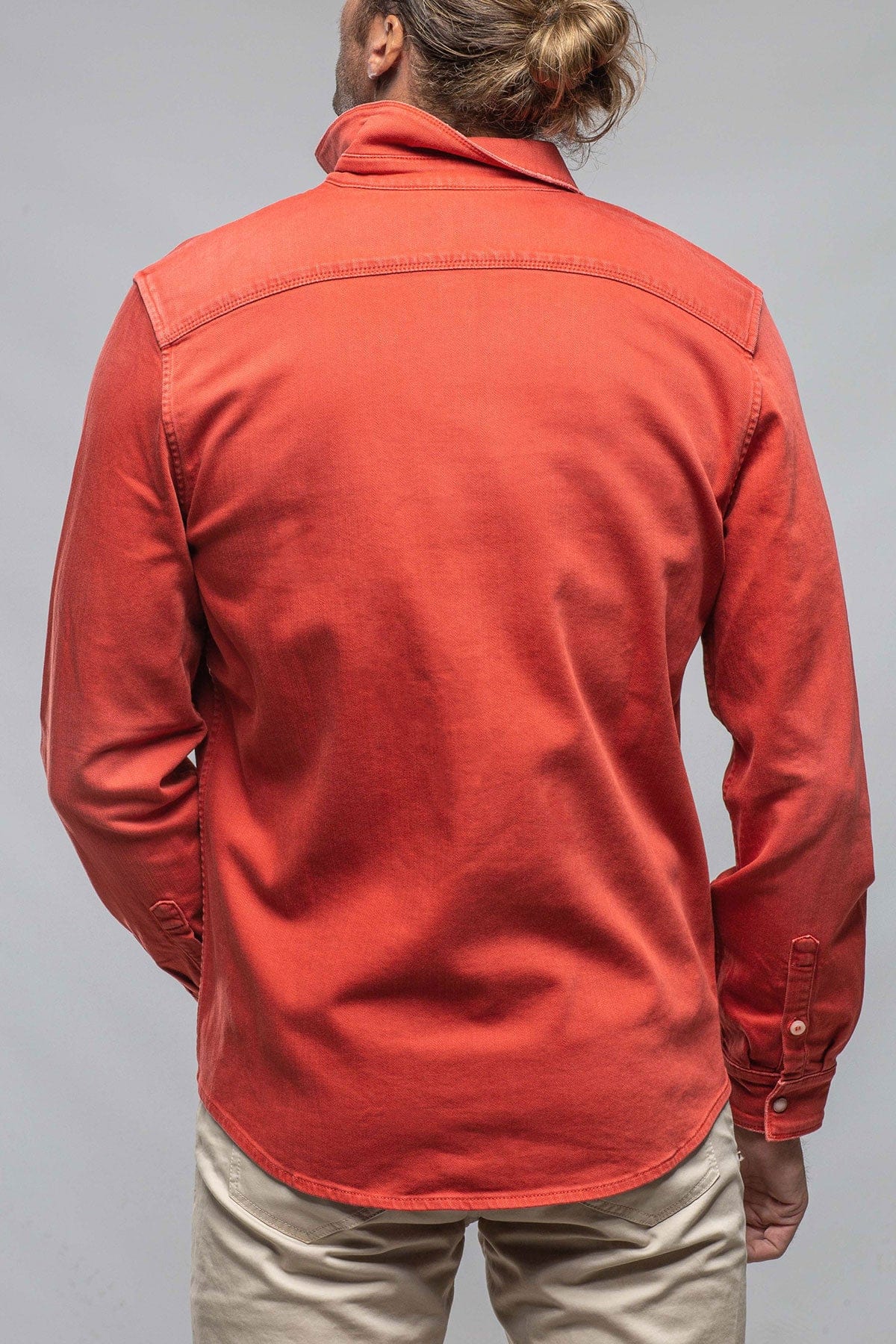 Ranger Colored Denim Snap Shirt In Corallo - Image 3