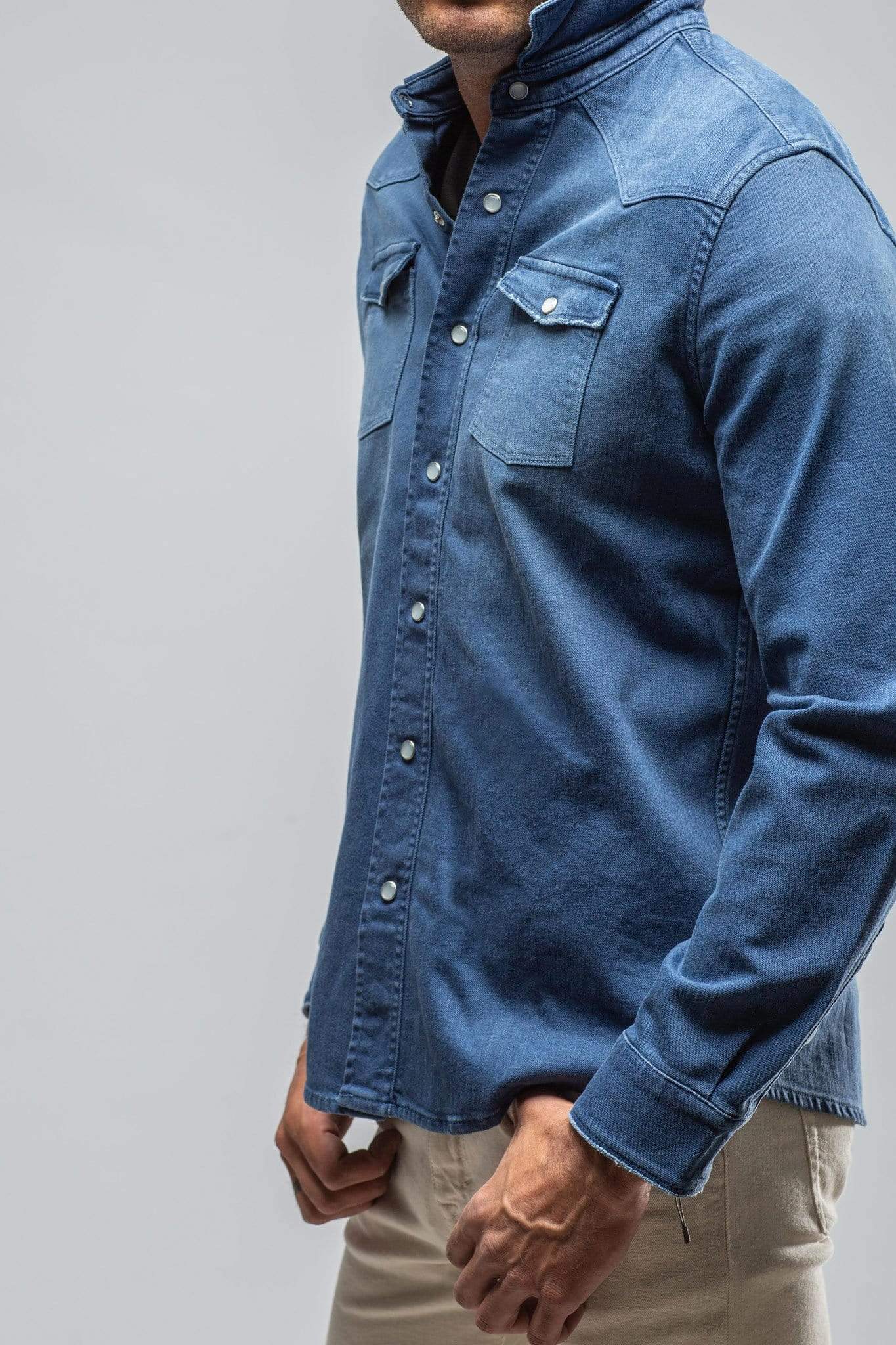 Ranger Colored Denim Snap Shirt In Indaco - Image 5