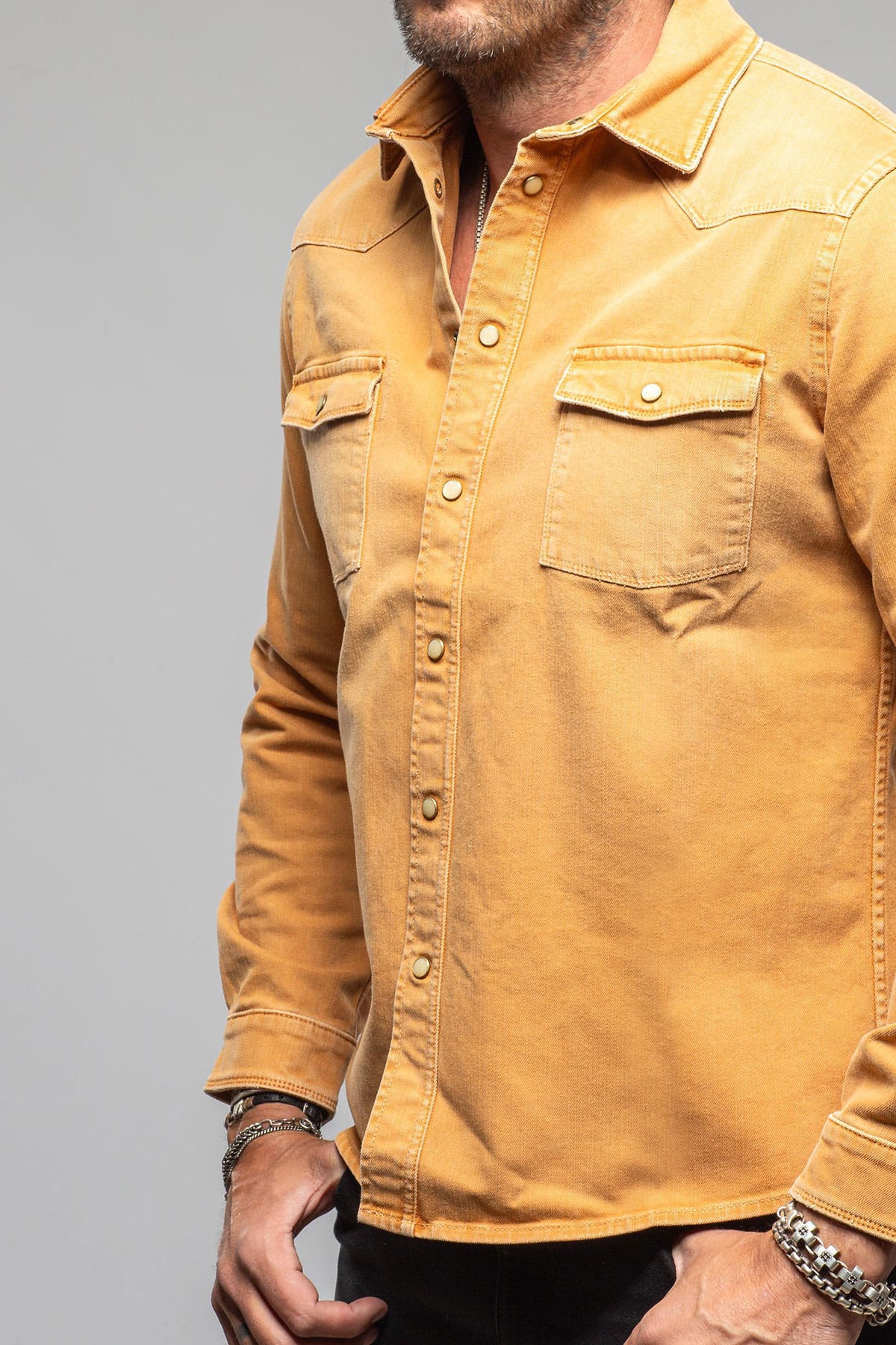 Ranger Colored Denim Snap Shirt In Melone - Image 3
