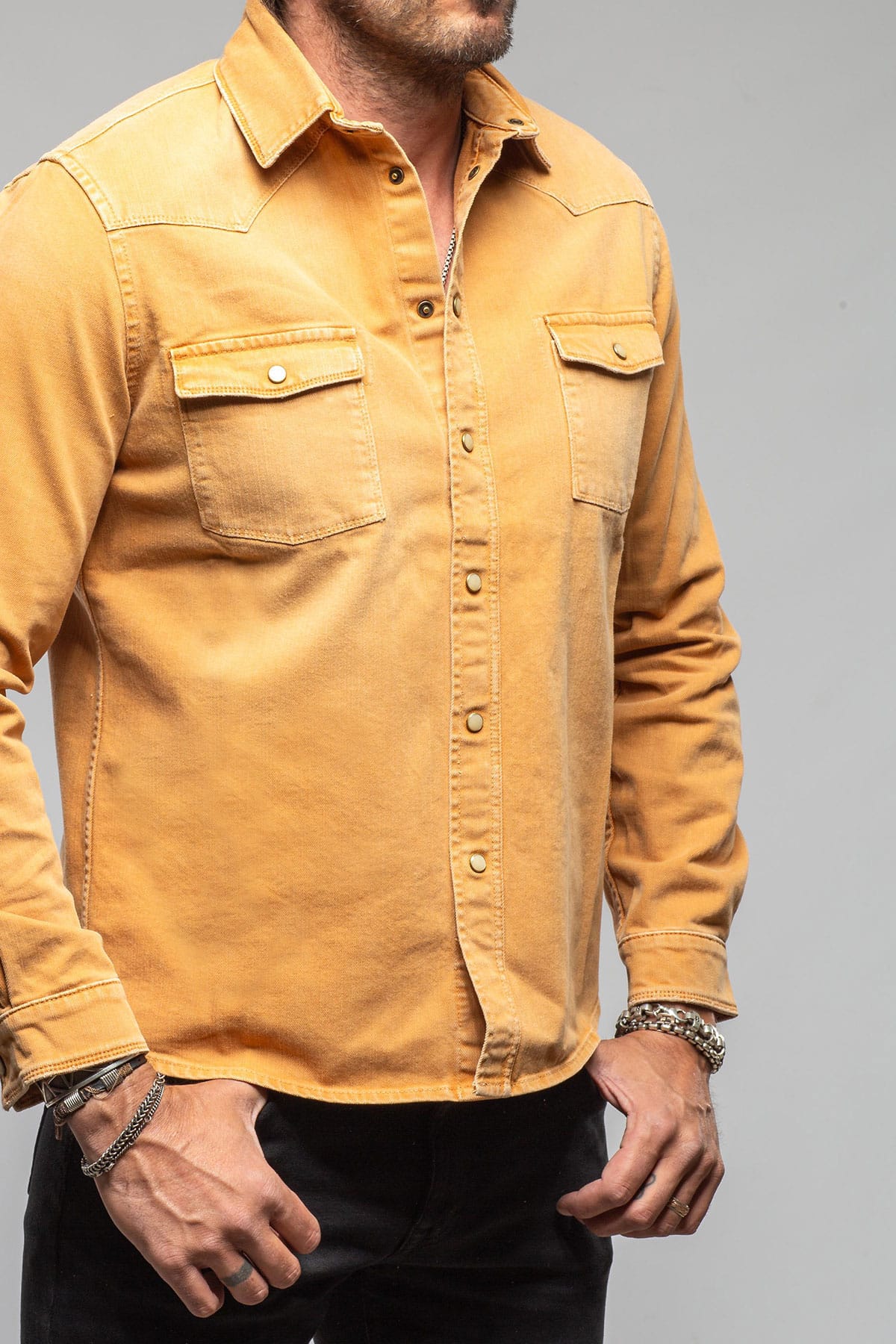 Ranger Colored Denim Snap Shirt In Melone - Image 4