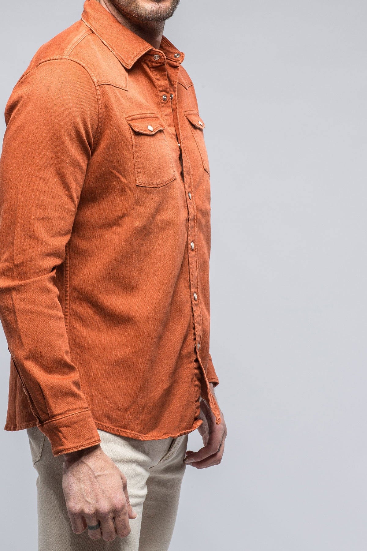 Ranger Colored Denim Snap Shirt In Coccio - Image 2