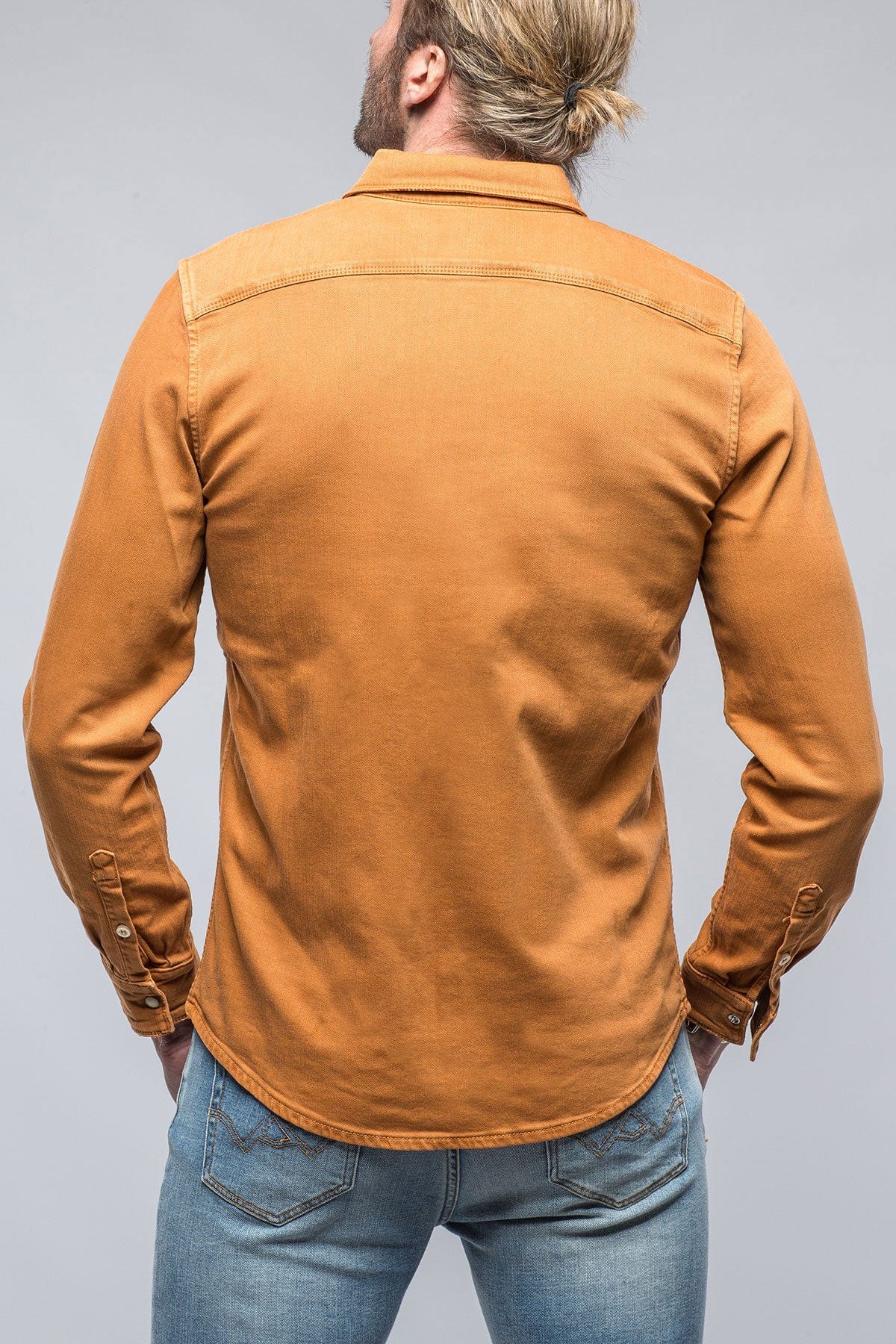Ranger Colored Denim Snap Shirt In Papaya - Image 2