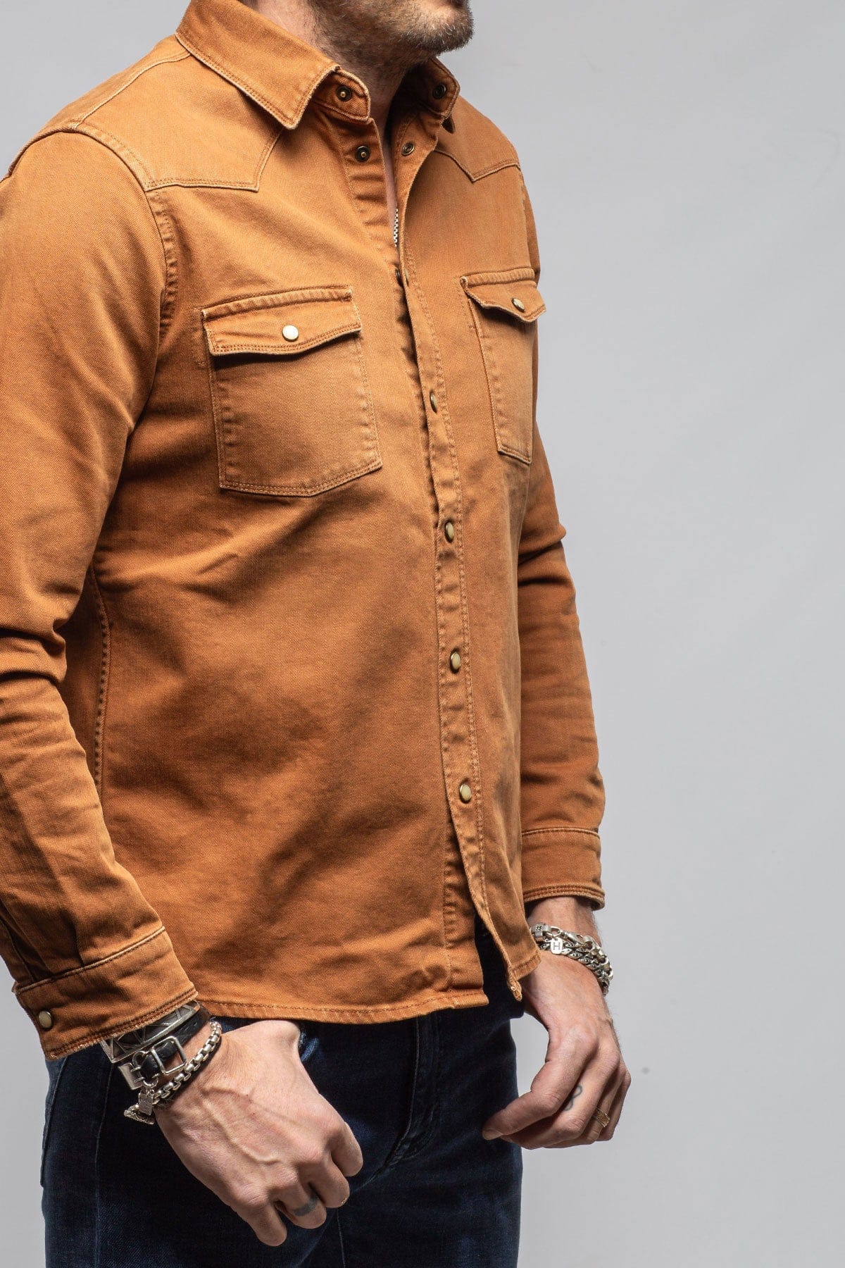 Ranger Colored Denim Snap Shirt In Ruggine - Image 5