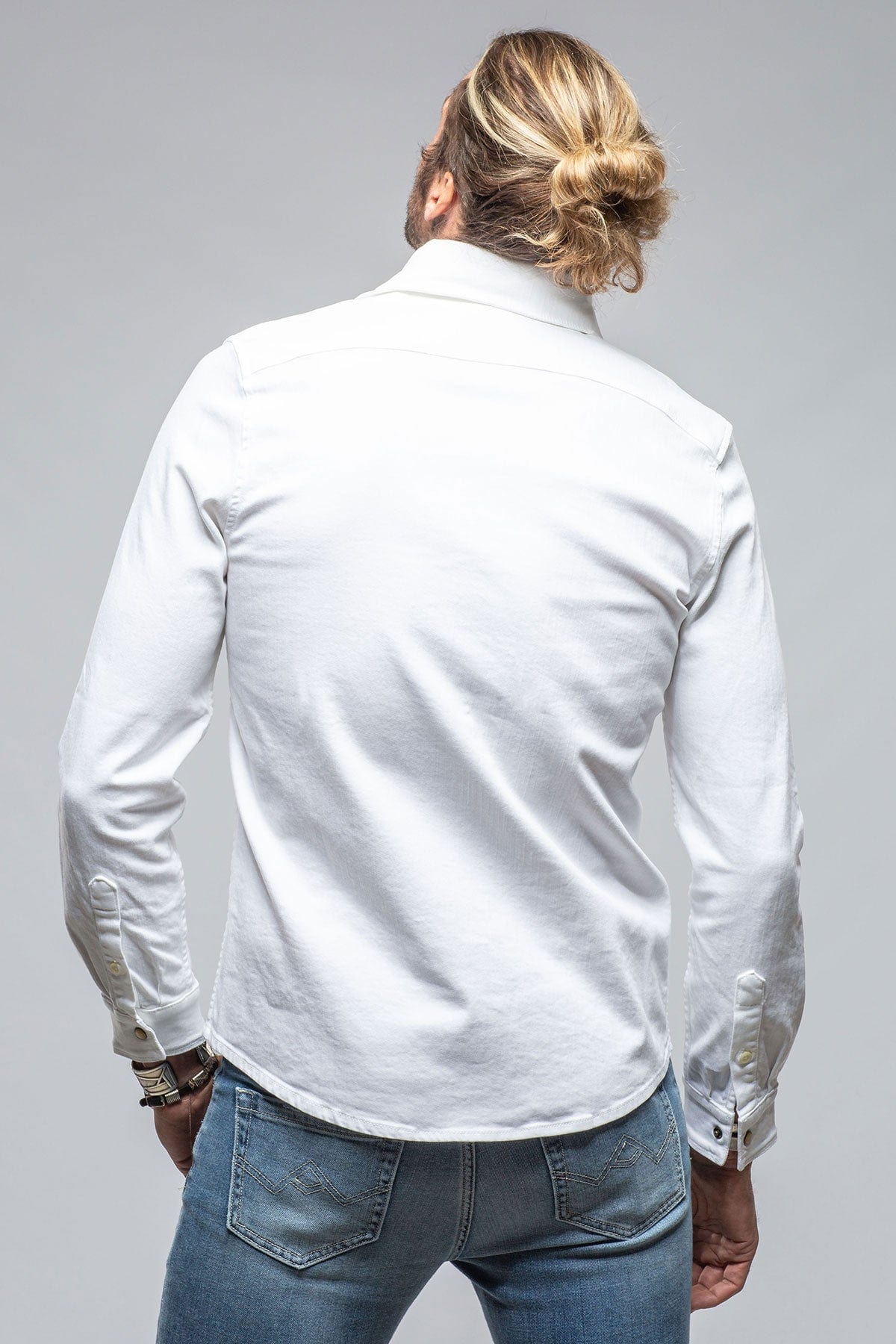 Ranger Colored Denim Snap Shirt In White - Image 4