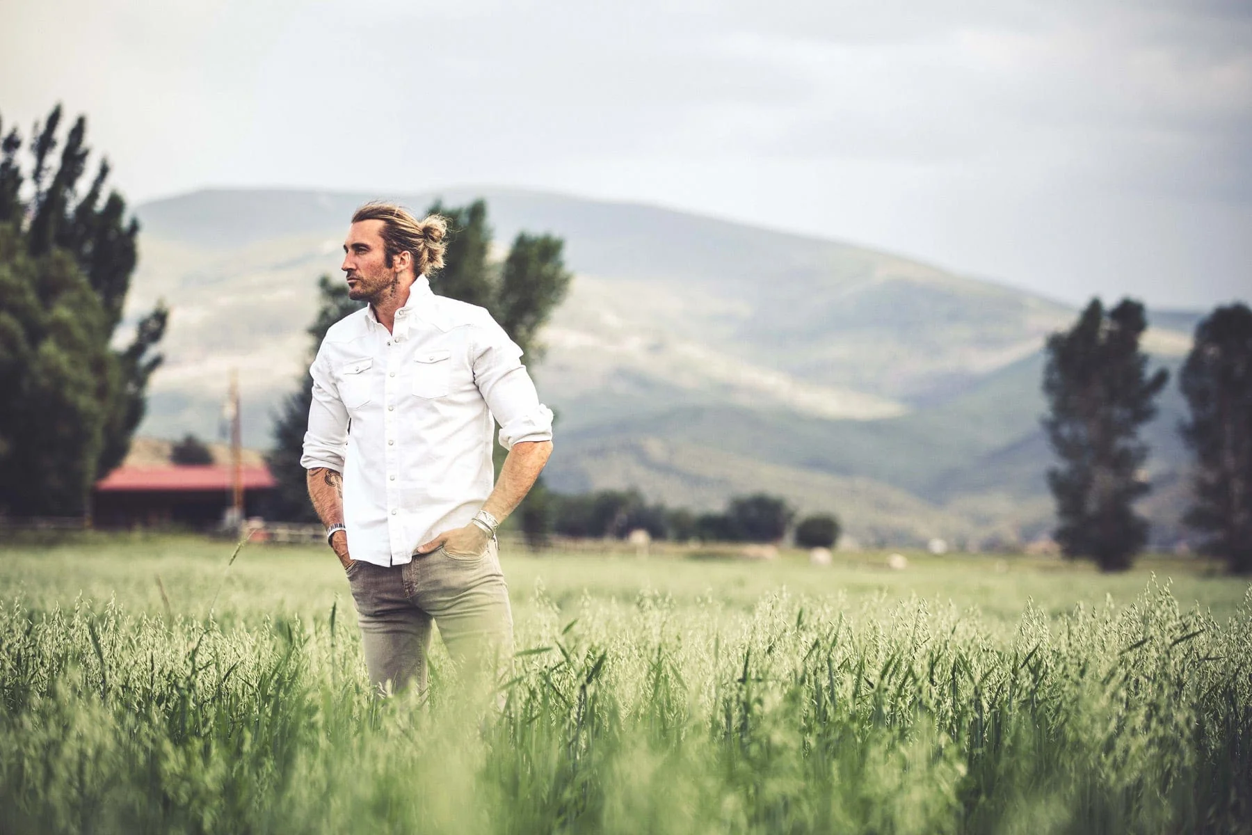 Ranger Colored Denim Snap Shirt In White - Image 6