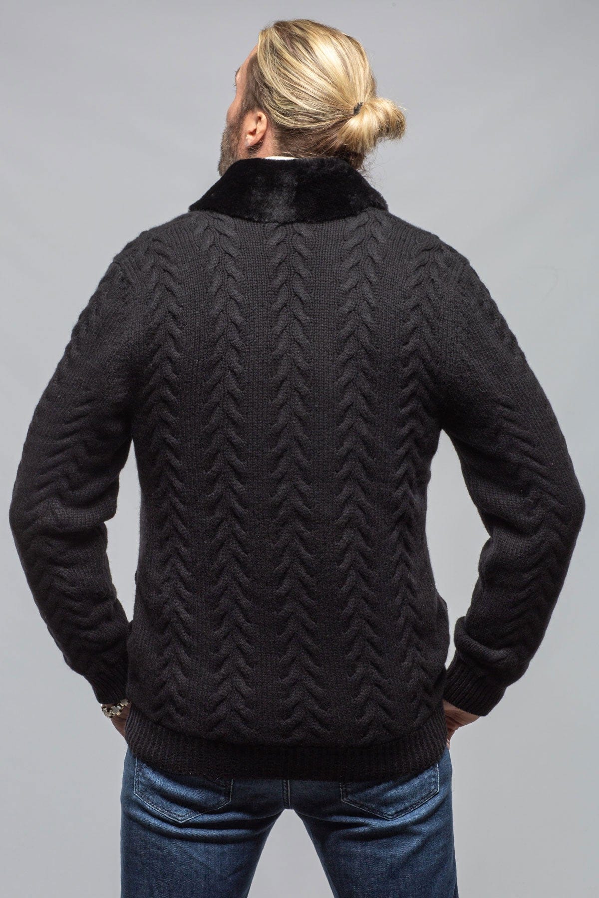 RC Shearling Cardigan In Black - Image 4