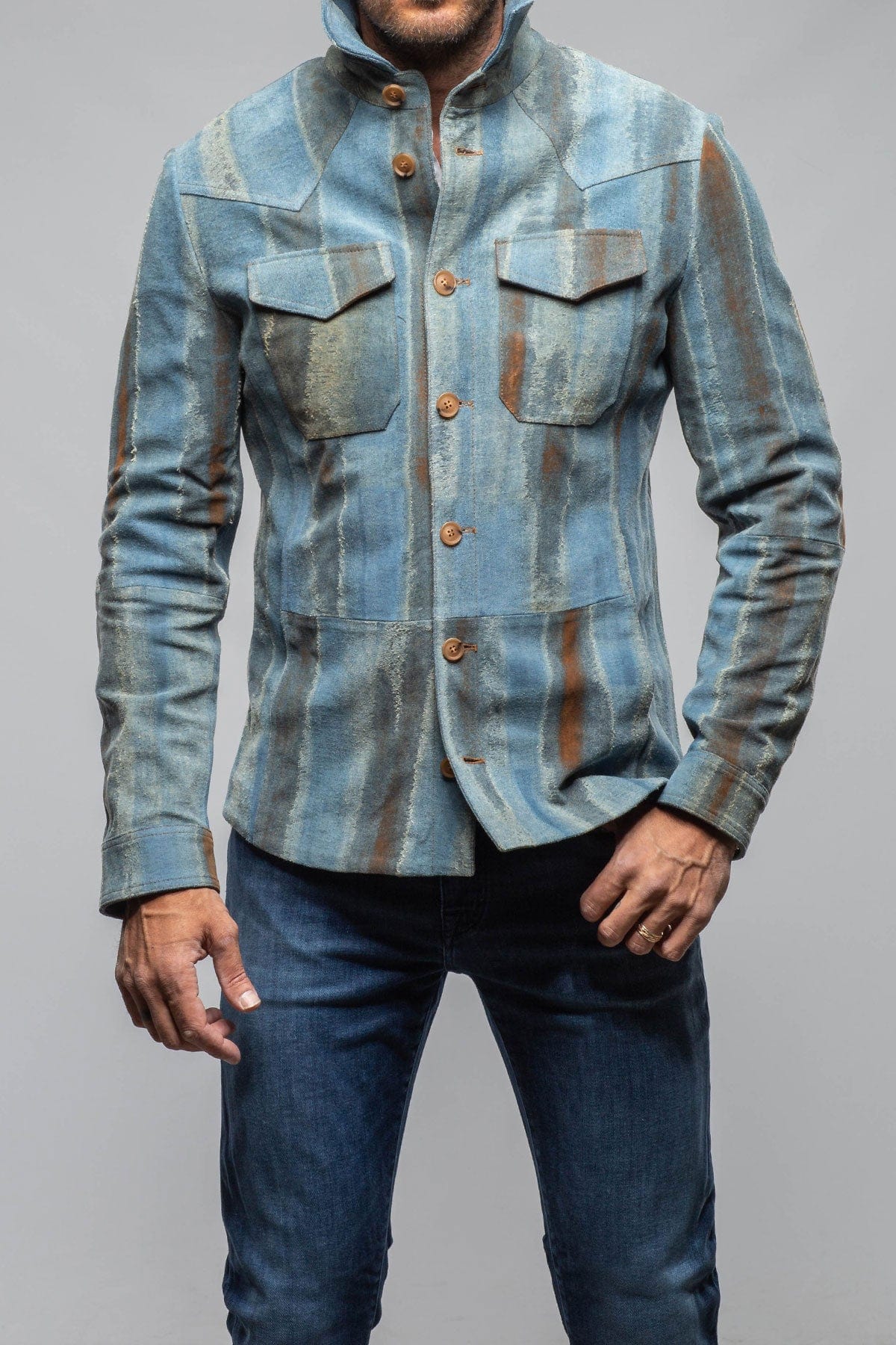 Rebel One Distressed Shirt In Blue