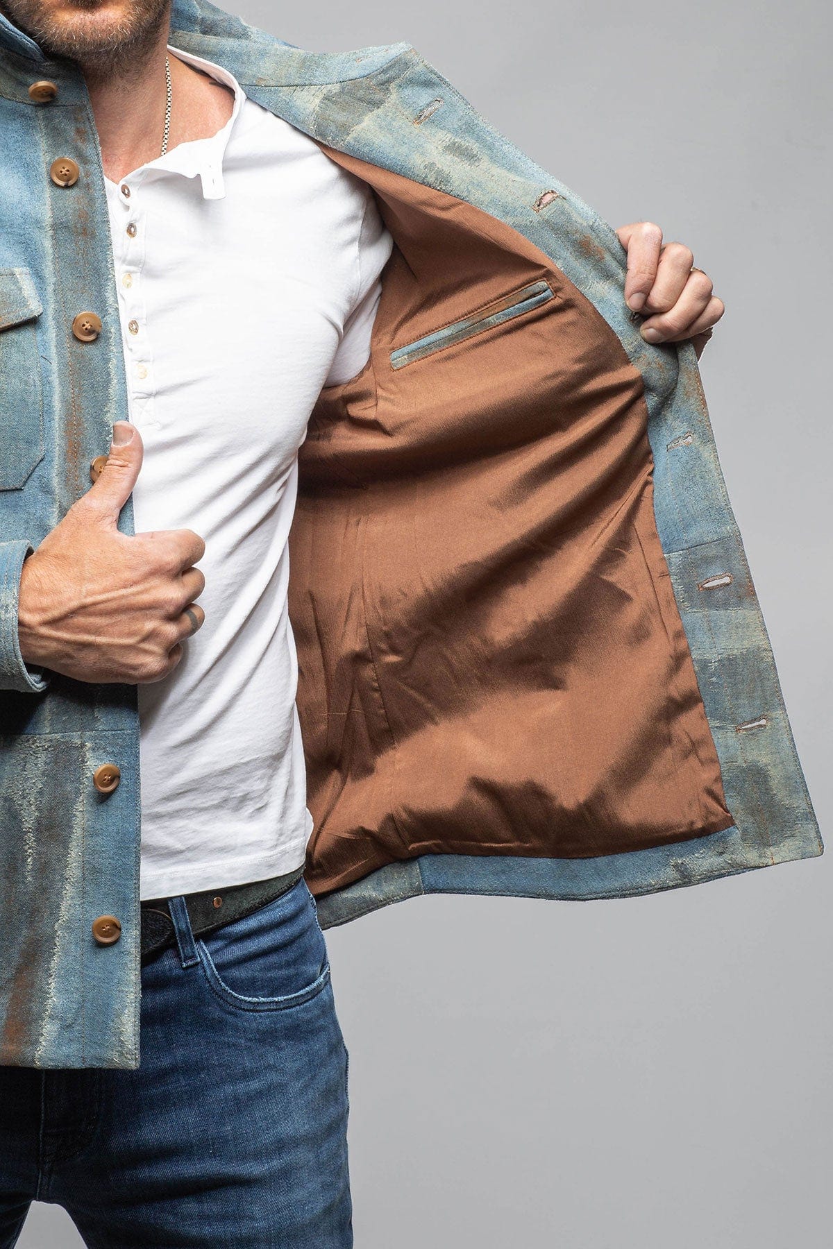 Rebel One Distressed Shirt In Blue - Image 6