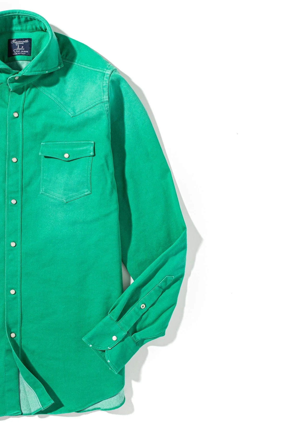 Rebel Western Cotton Stretch Snap Shirt In Green - Image 2