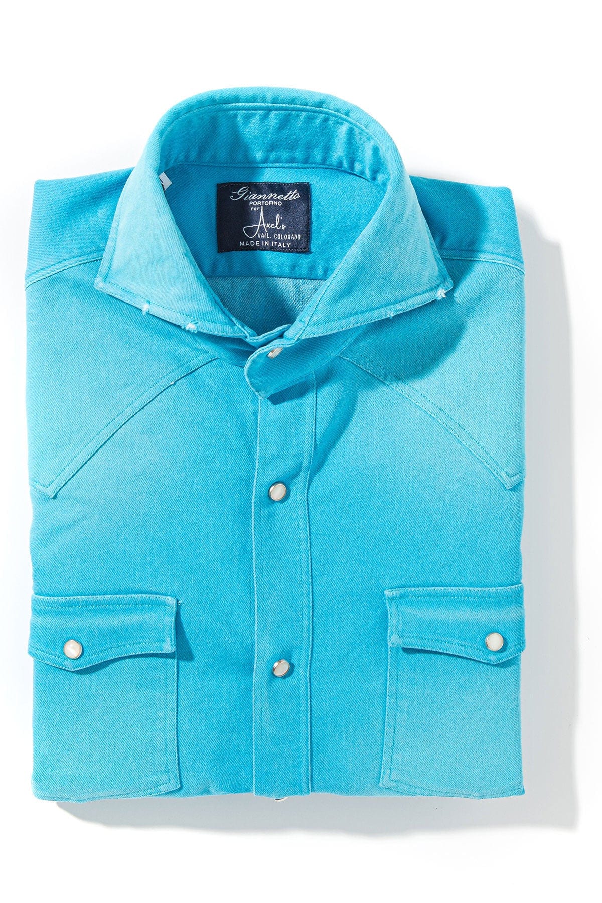 Rebel Western Cotton Stretch Snap Shirt In Lt. Blue