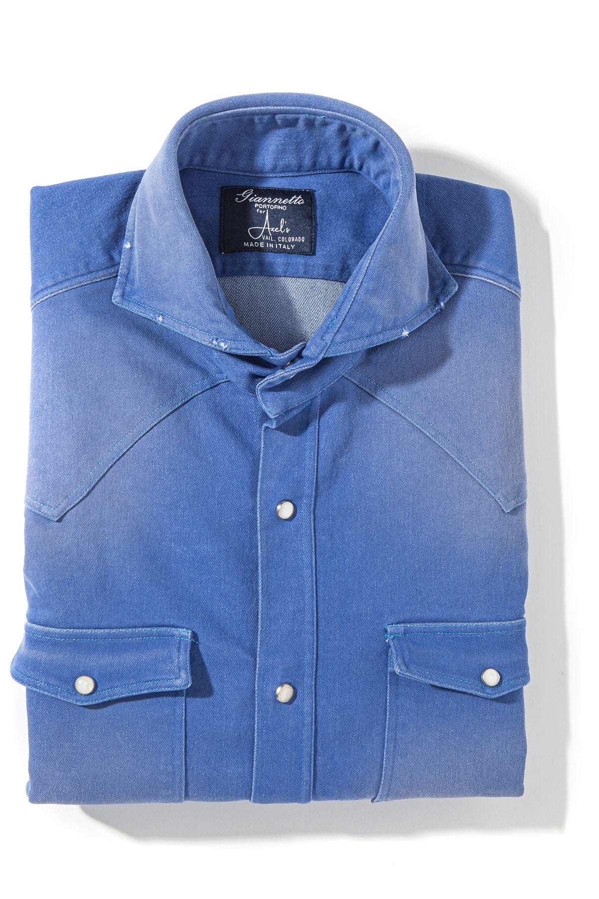 Rebel Western Cotton Stretch Snap Shirt In Sky Blue