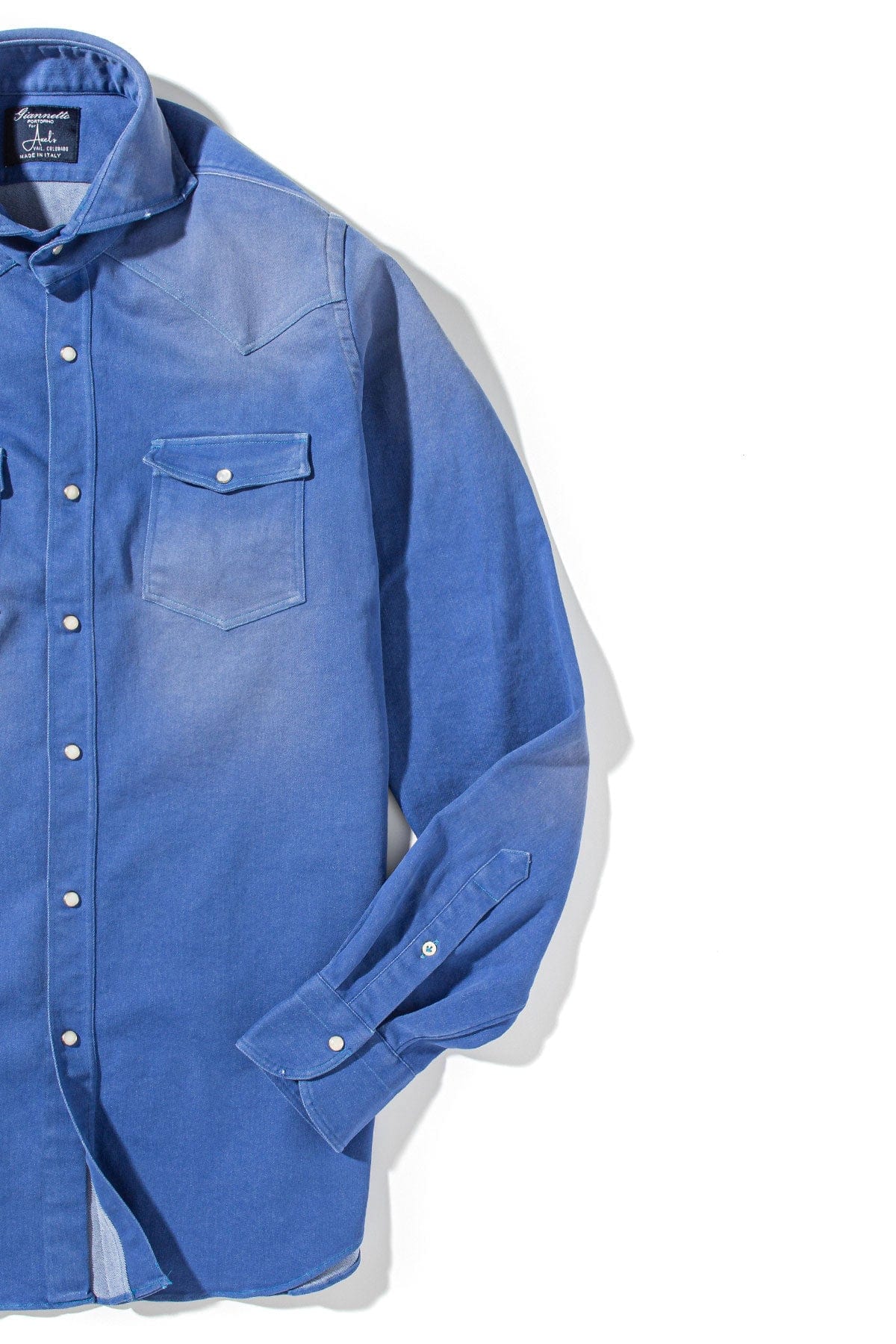Rebel Western Cotton Stretch Snap Shirt In Sky Blue - Image 2