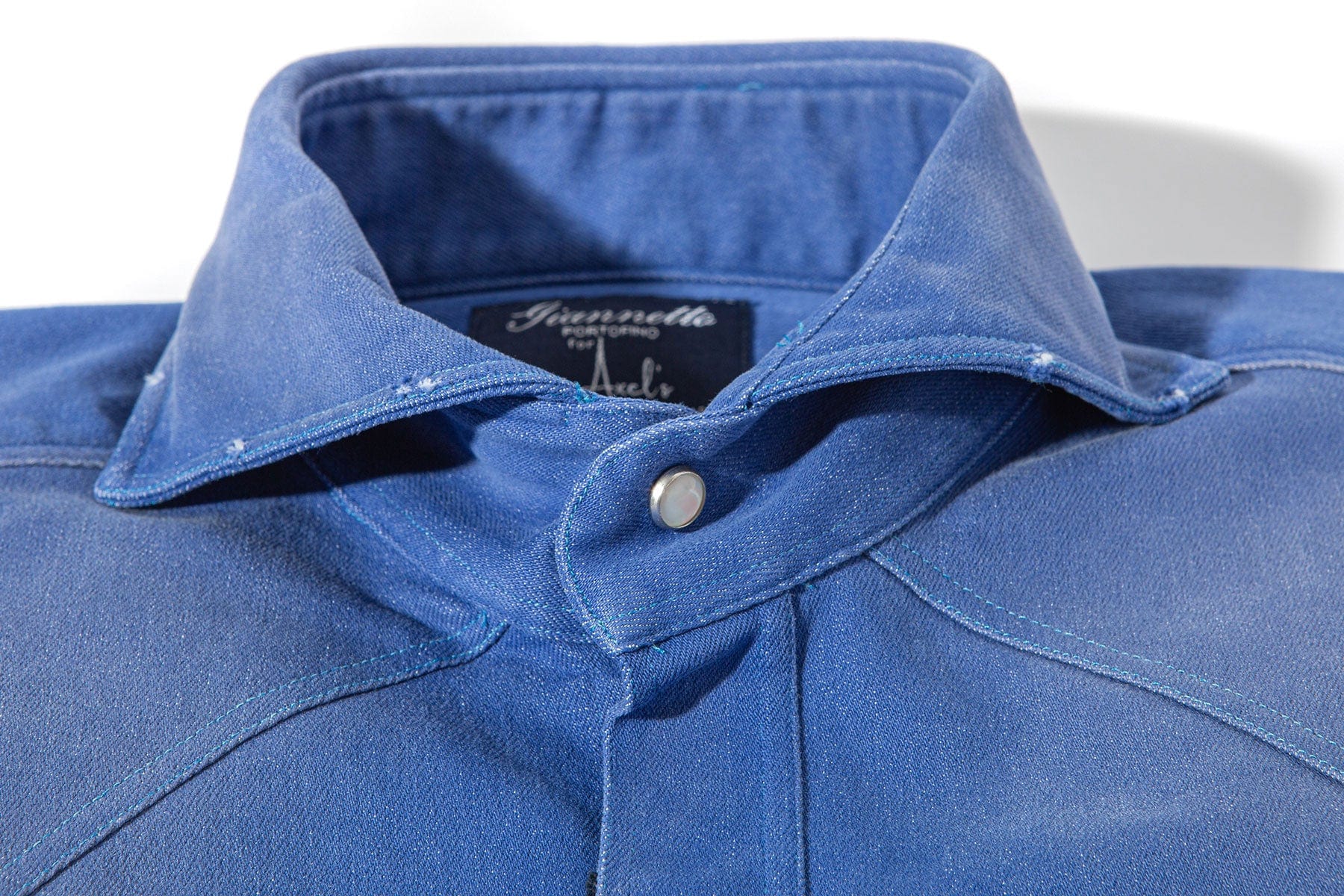 Rebel Western Cotton Stretch Snap Shirt In Sky Blue - Image 3