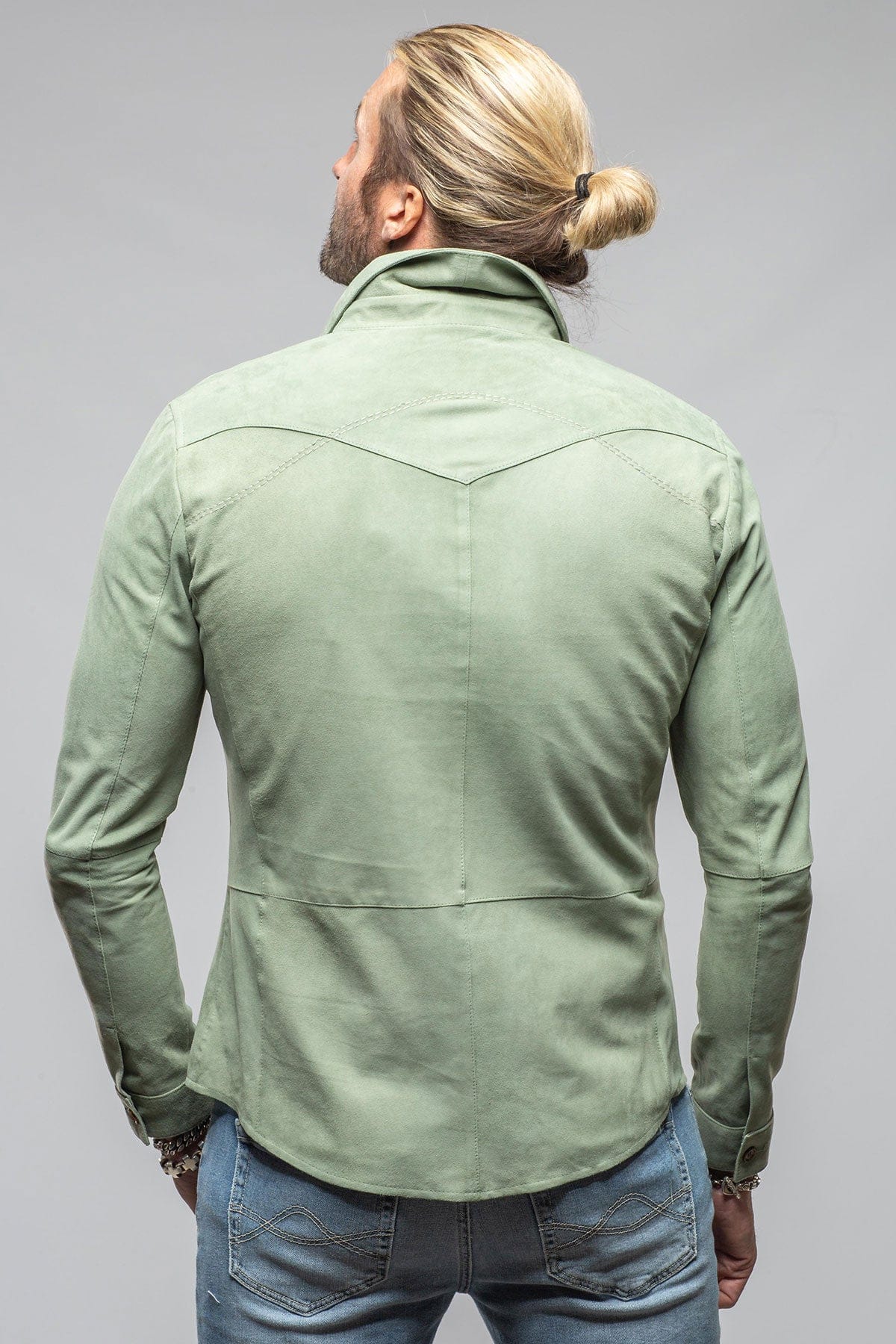 Red River Suede Western Shirt In Green - Image 6