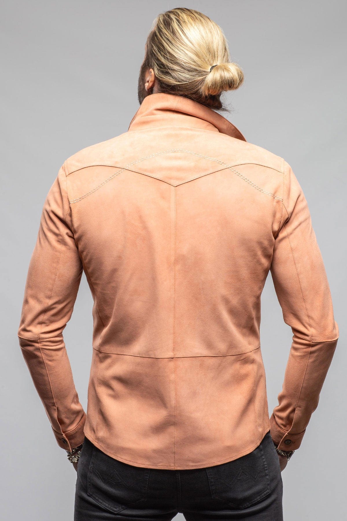 Red River Suede Western Shirt In Salmon - Image 6