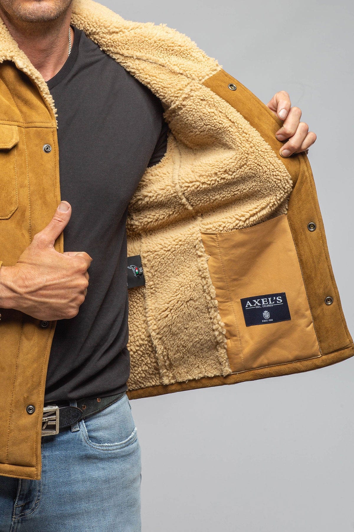 Retro Shearling Shirt In Vintage Honey - Image 6