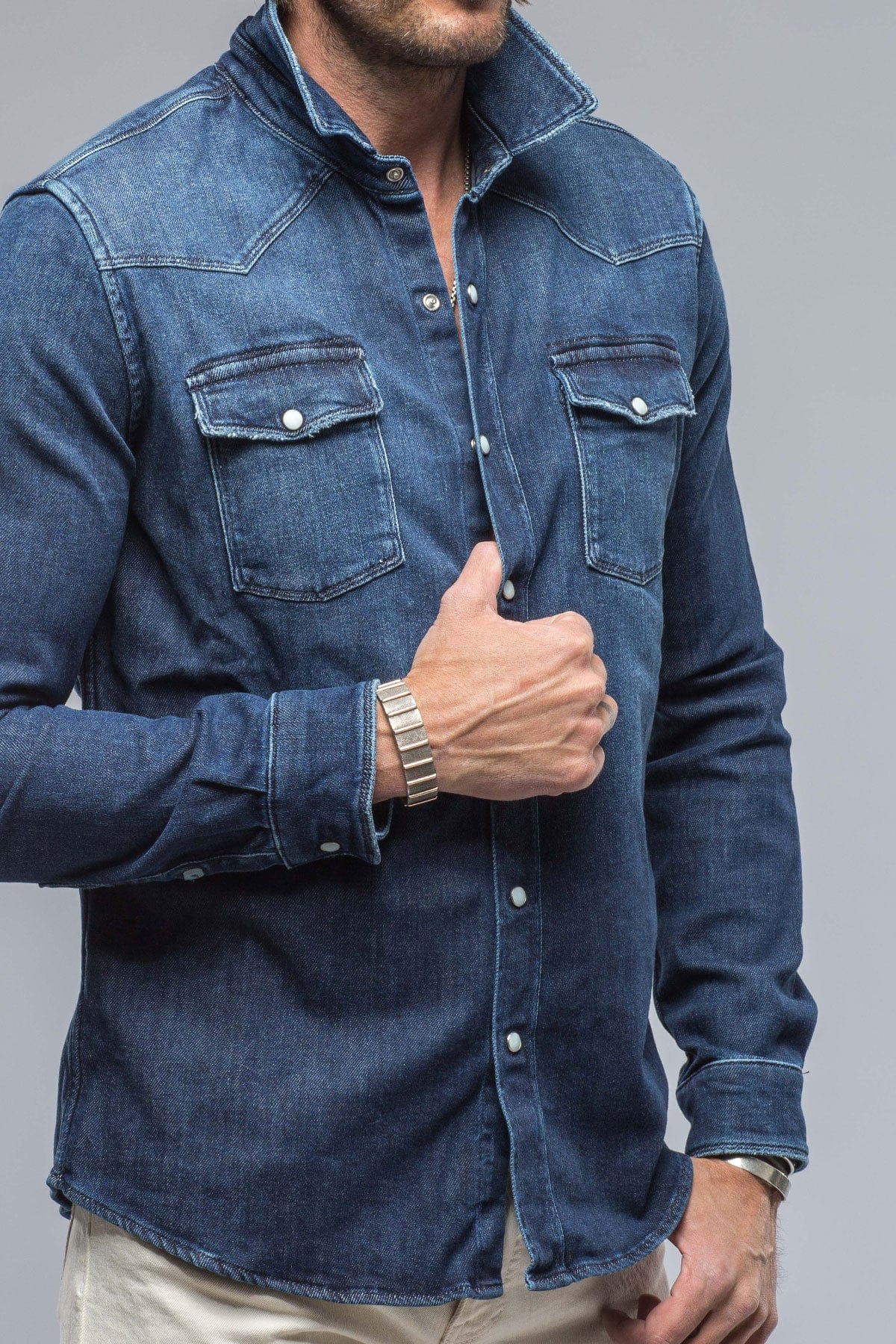 Roper Over-Dyed Western Snap Shirt In Dark Blue - Image 3