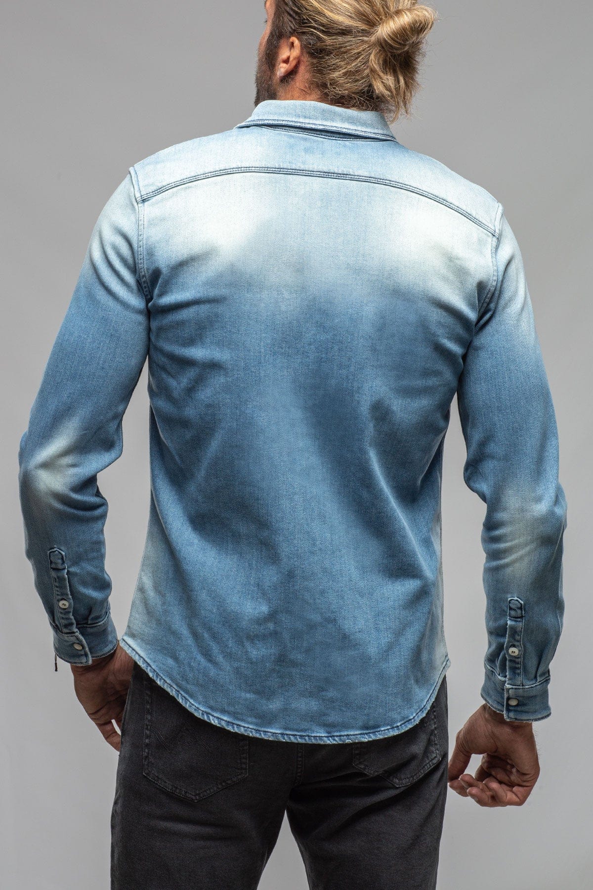 Roper Over-Dyed Western Snap Shirt In Light Blue - Image 5