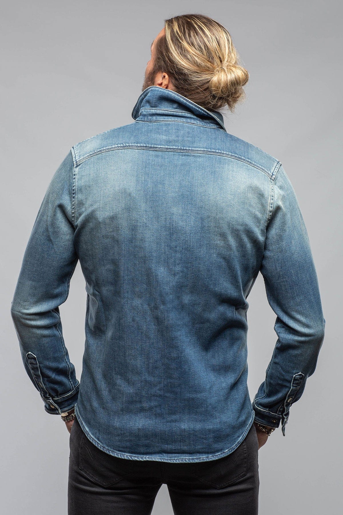 Roper Over-Dyed Western Snap Shirt In Aged Blue - Image 4