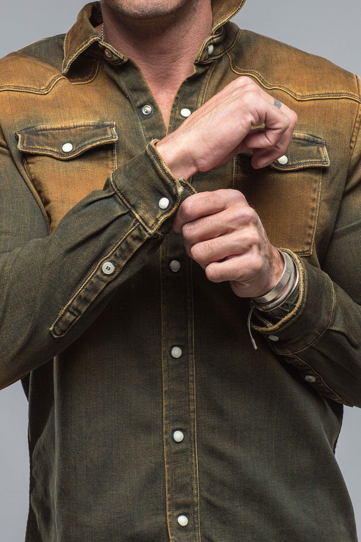 Roper Over-Dyed Western Snap Shirt In Papaya - Image 4