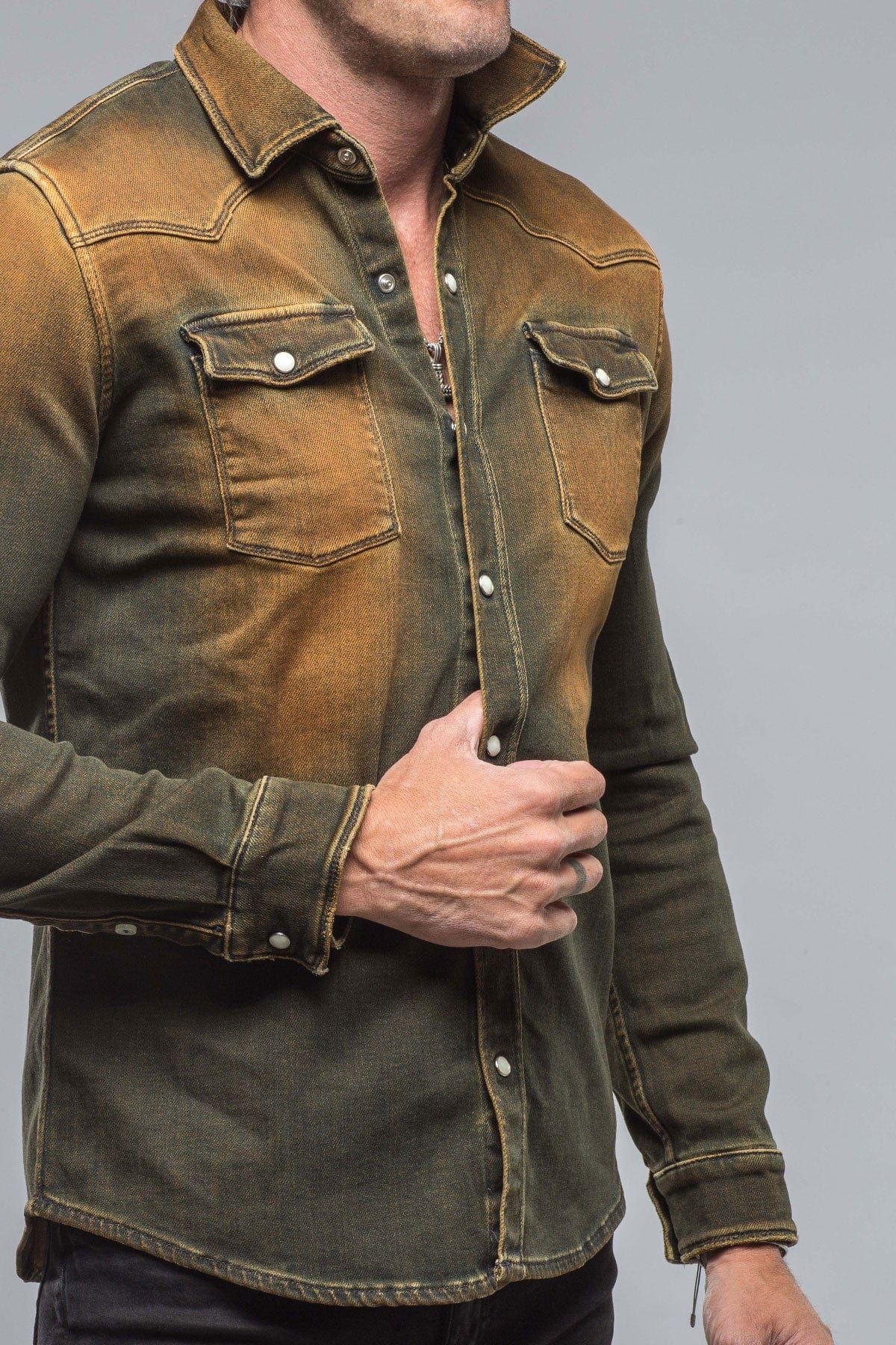 Roper Over-Dyed Western Snap Shirt In Papaya - Image 5